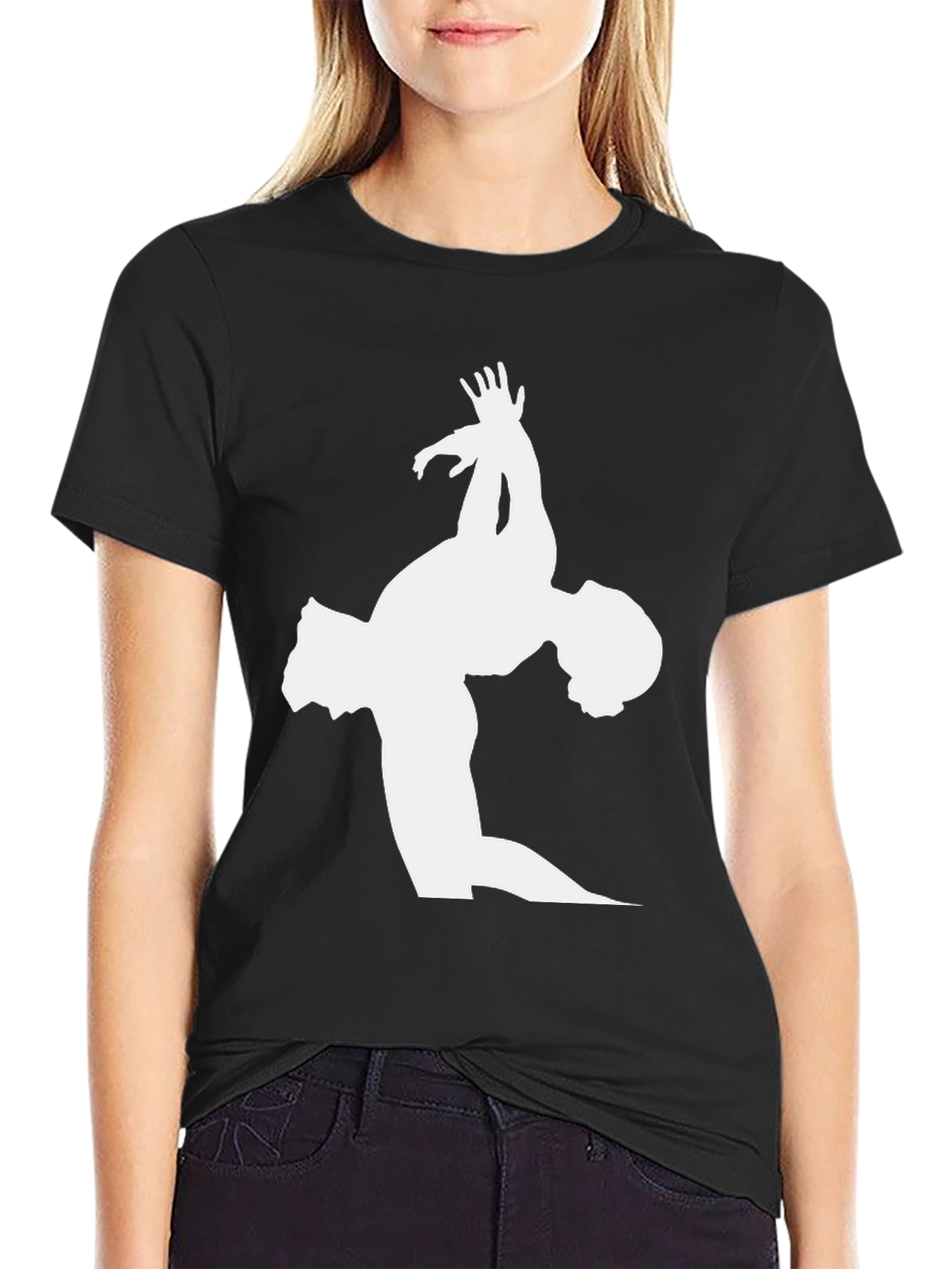 Gymnast Silhouette Graphic Tee - Black Cotton T-Shirt
