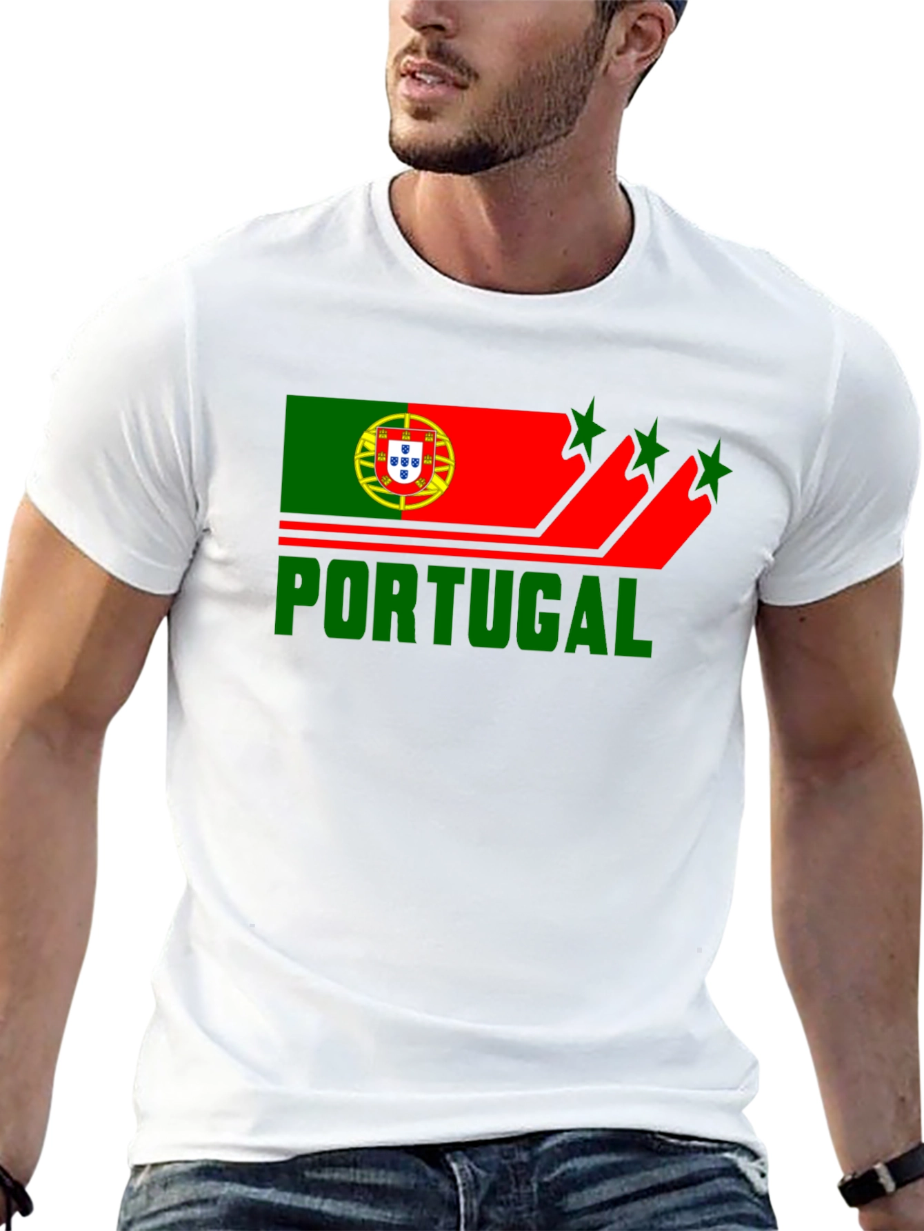 Portugal Flag Graphic Black T-Shirt