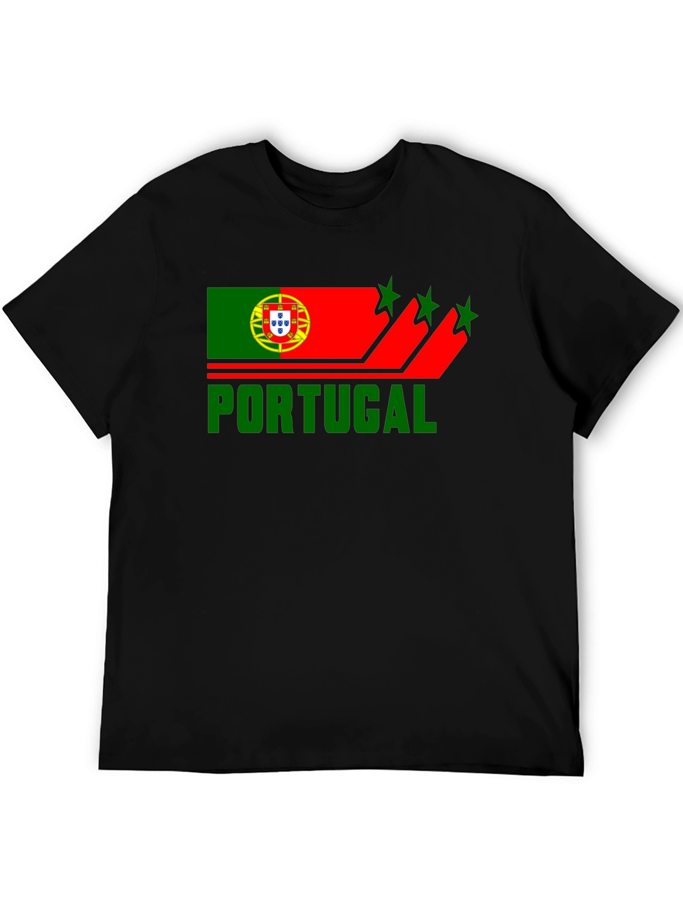 Portugal Flag Graphic Black T-Shirt