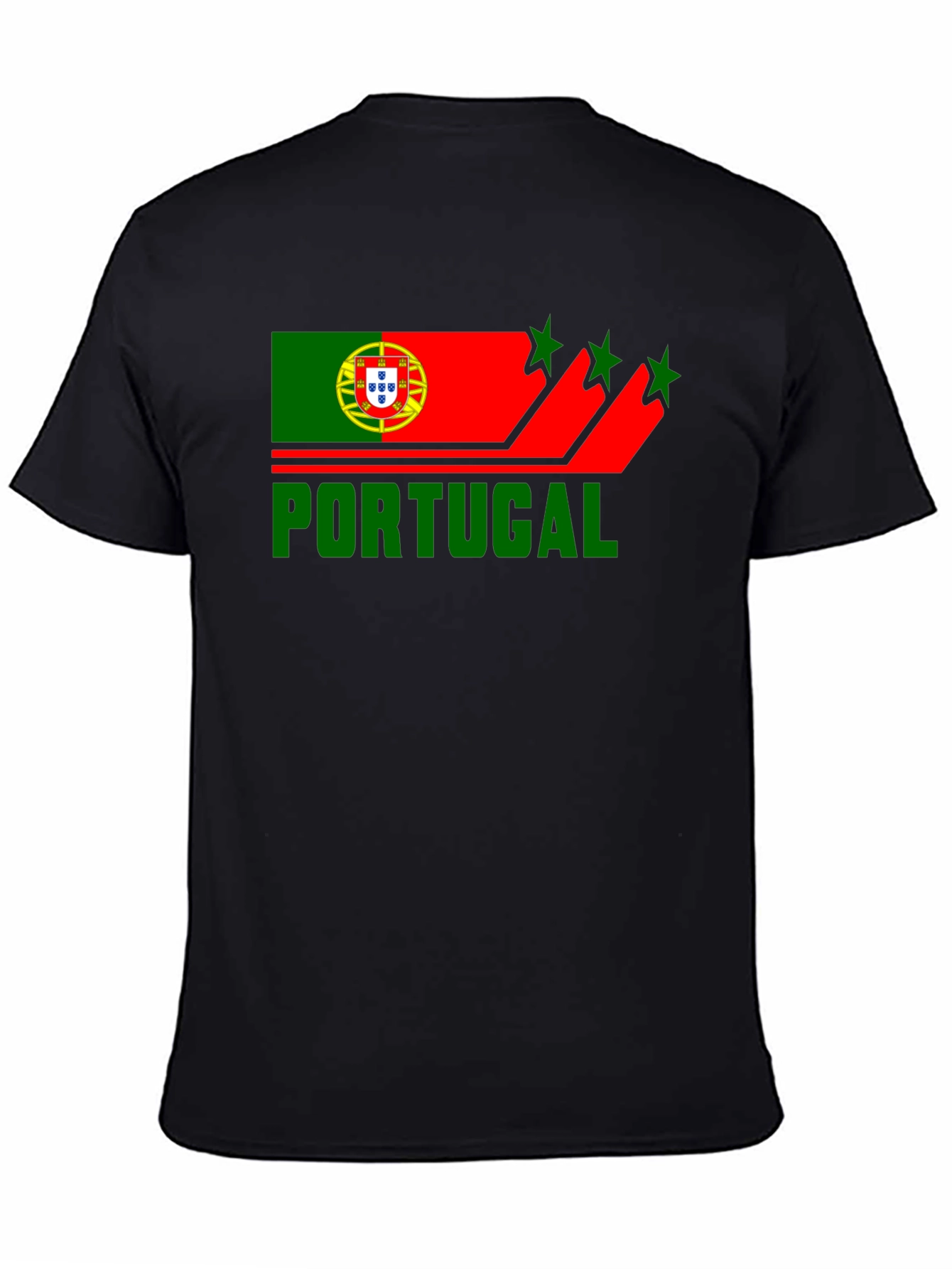 Portugal Flag Graphic Black T-Shirt