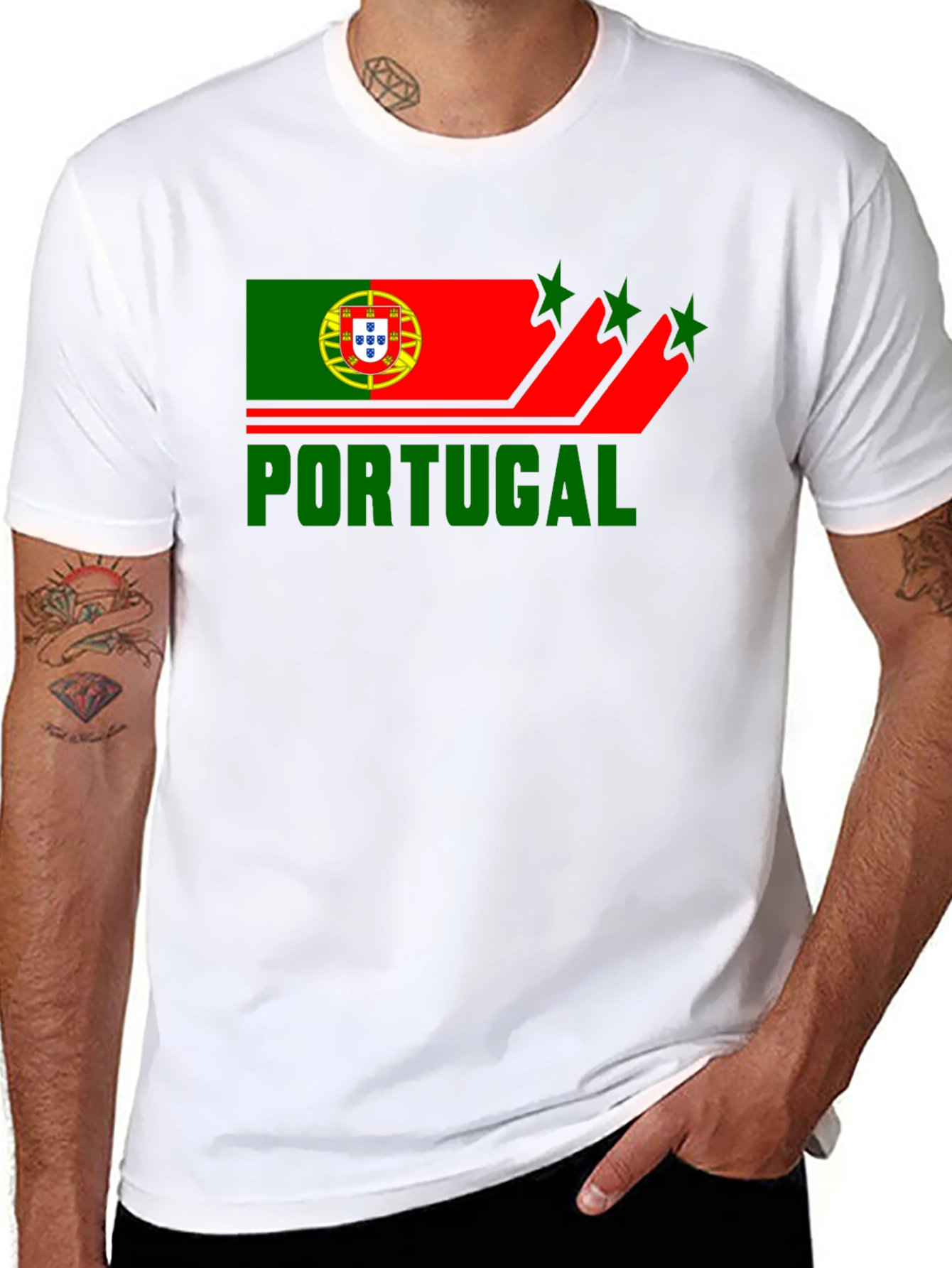 Portugal Flag Graphic Black T-Shirt