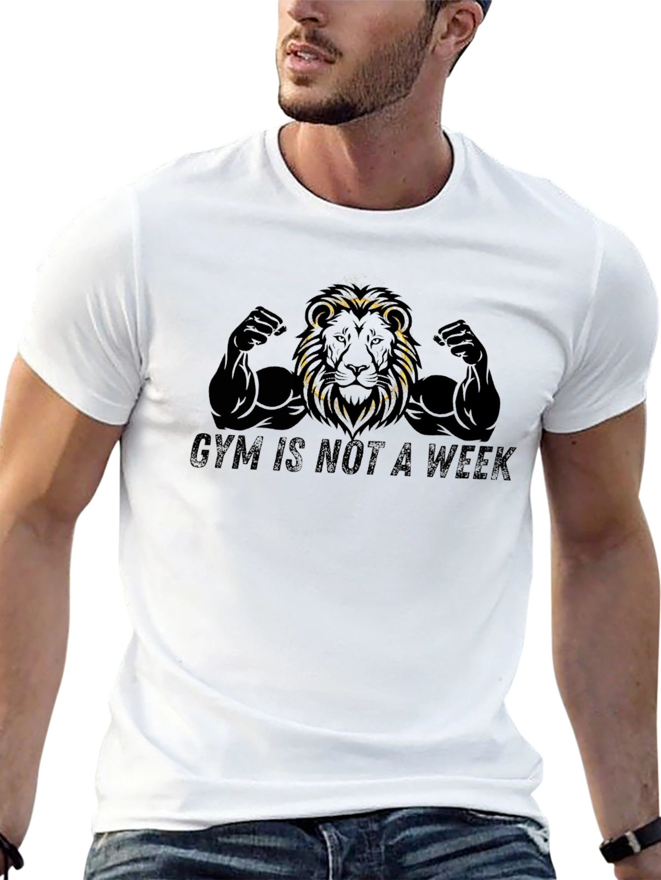 Gym Lion Graphic Tee - Motivation Fitness Shirt