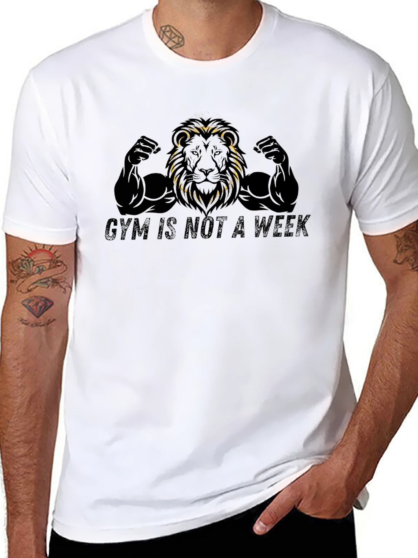 Gym Lion Graphic Tee - Motivation Fitness Shirt