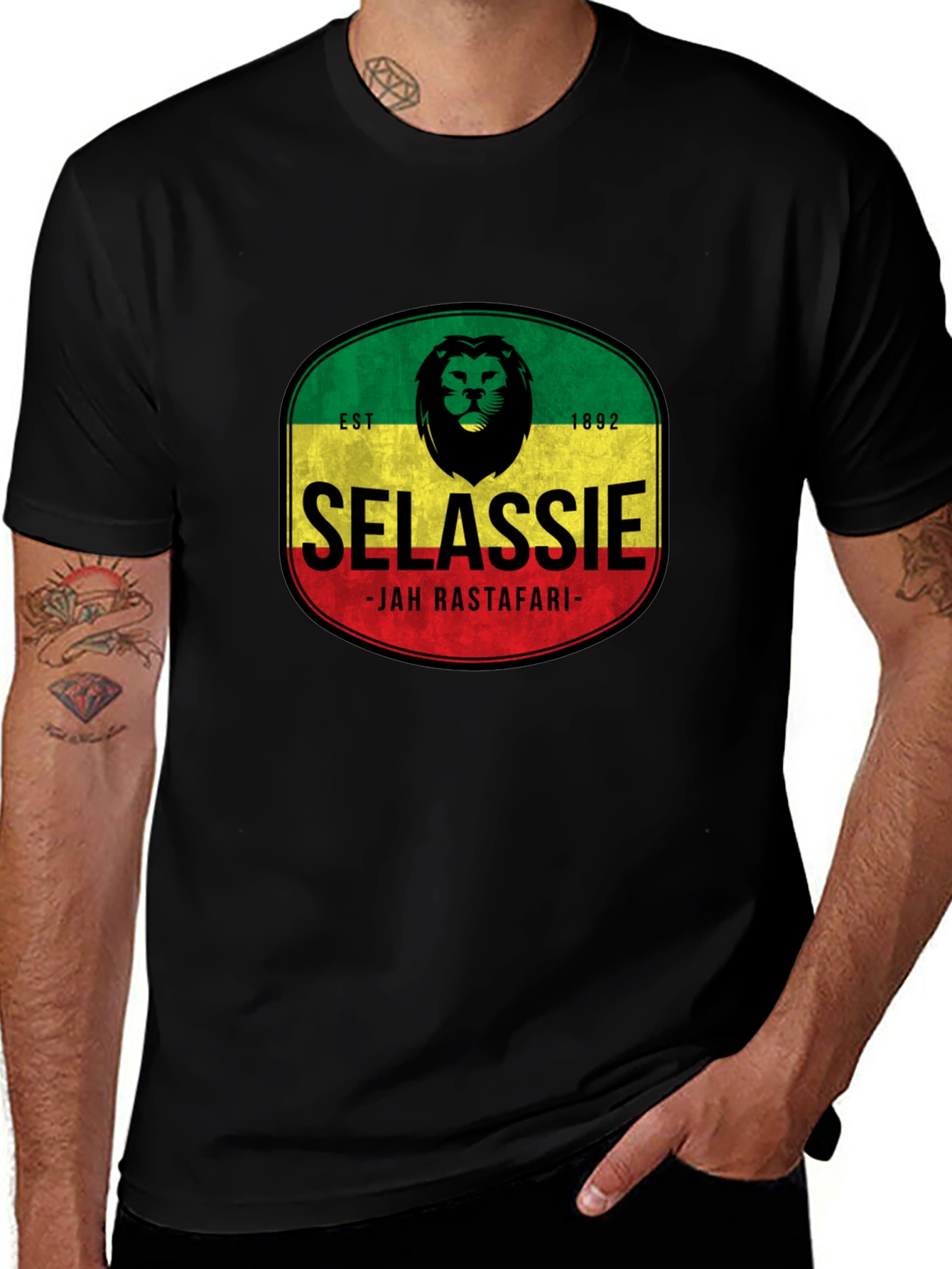 Selassie Jah Rastafari Graphic T-Shirt