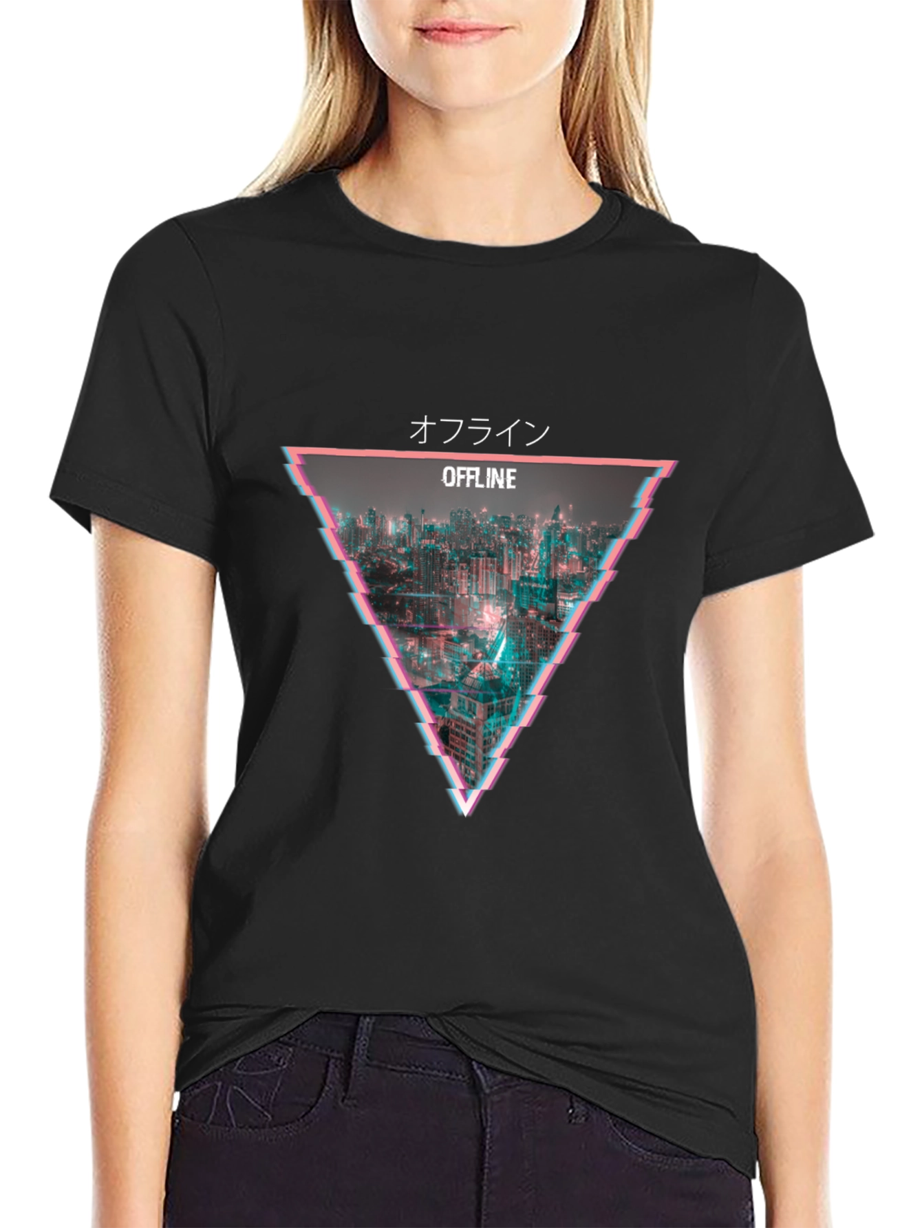 Offline Glitch Graphic Tee - Cyberpunk Style