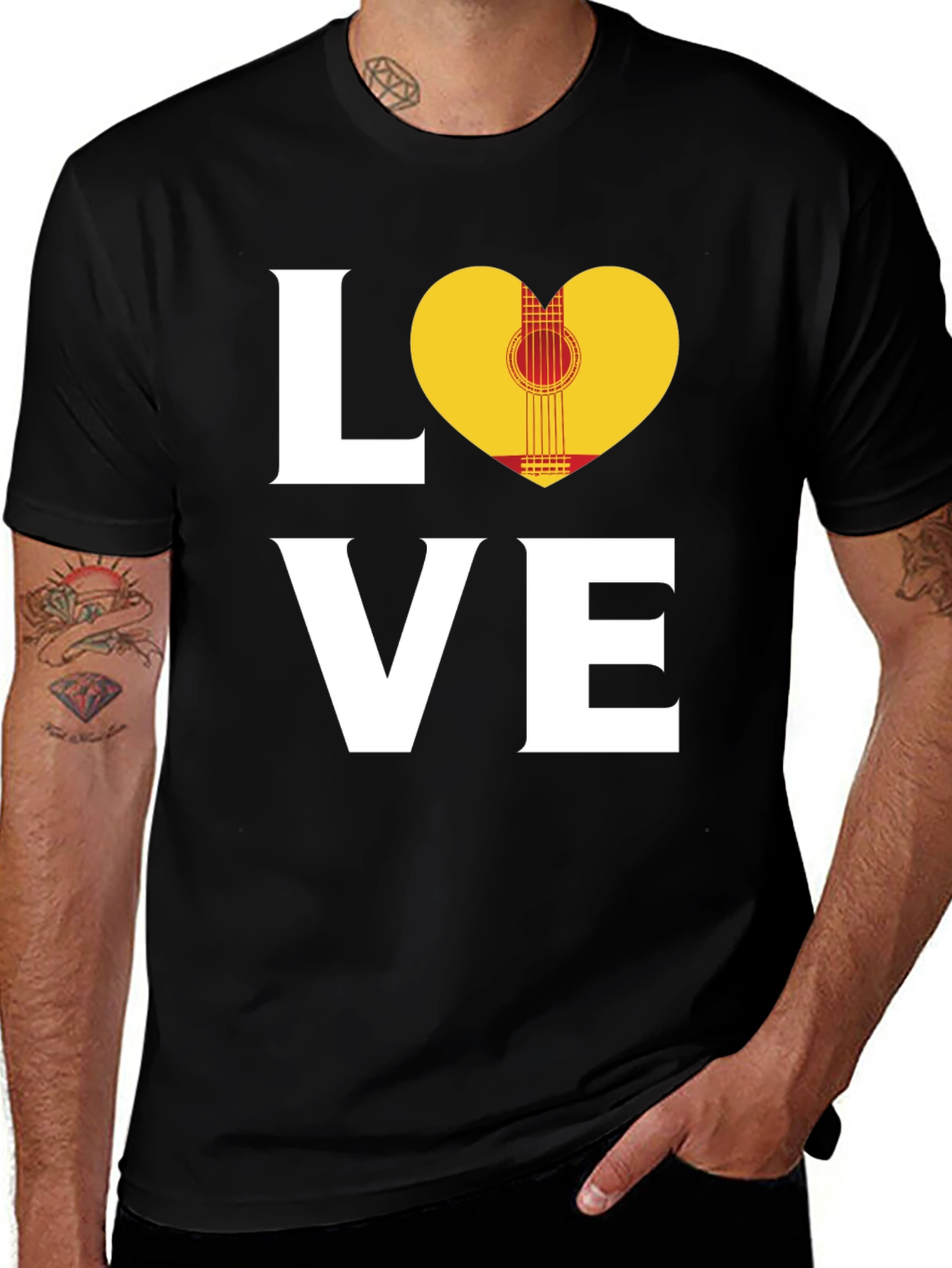 Love Guitar Heart T-Shirt - Music Lover Tee