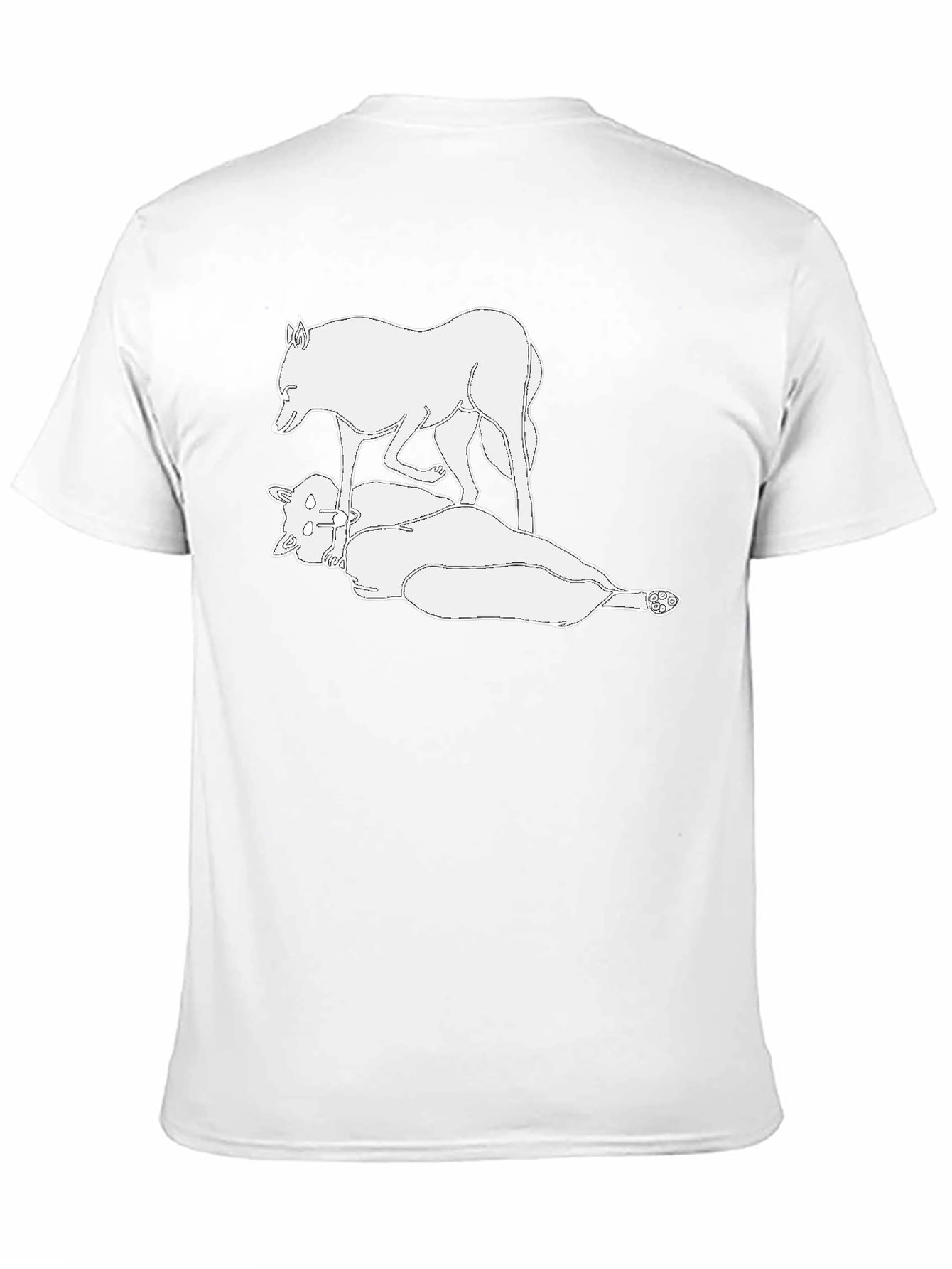 Black T-Shirt with White Wolf Design