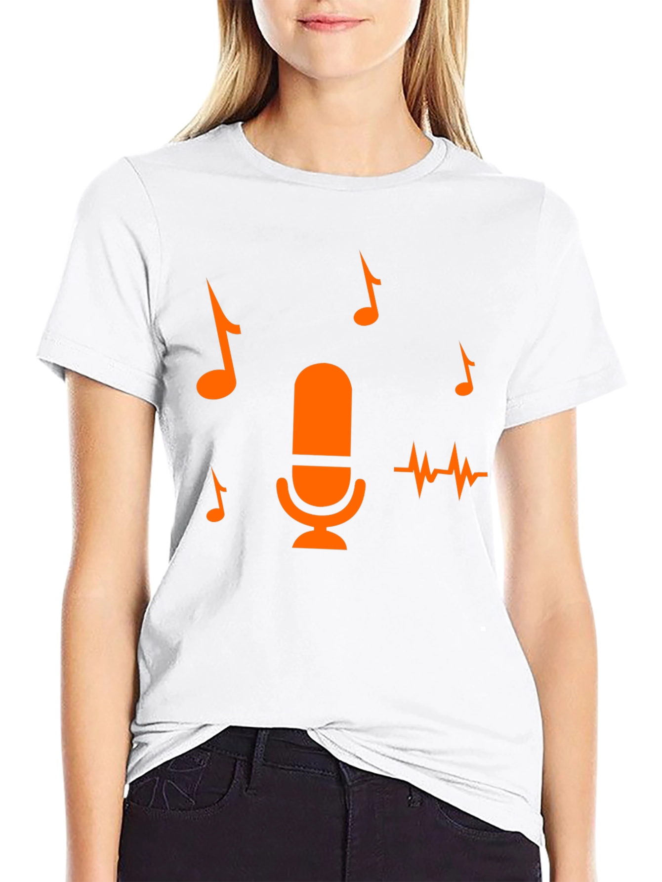 Retro Microphone Graphic Tee - Black