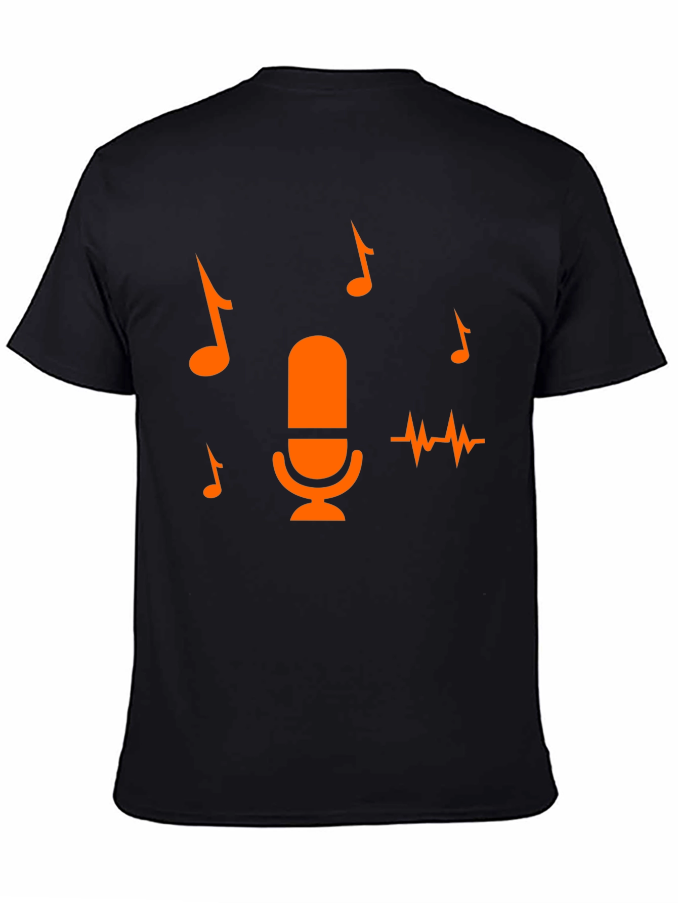 Retro Microphone Graphic Tee - Black