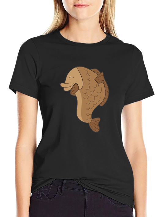 Happy Fish Graphic Tee - Black Cotton Comfort