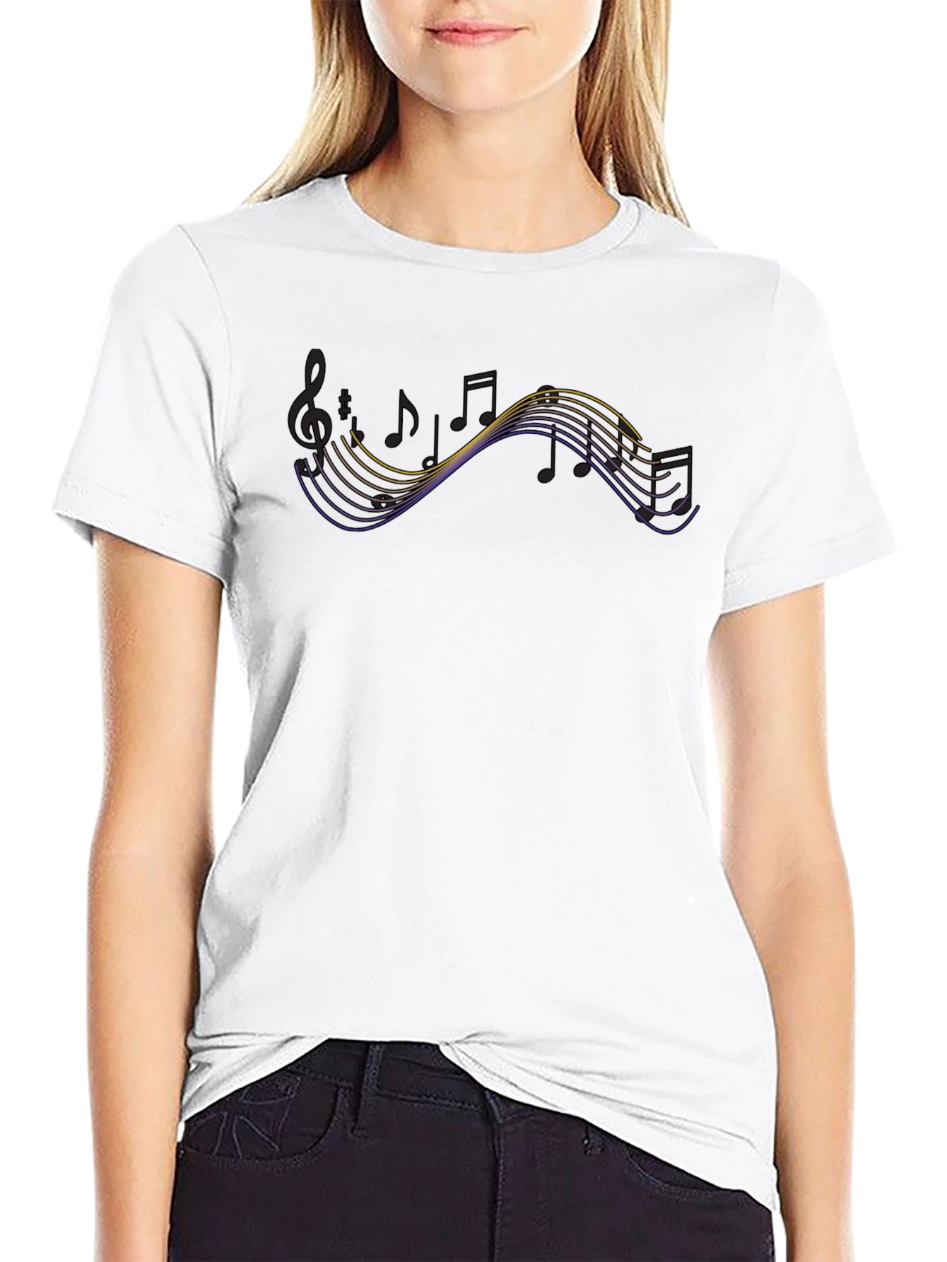 Musical Notes Graphic Tee - Black