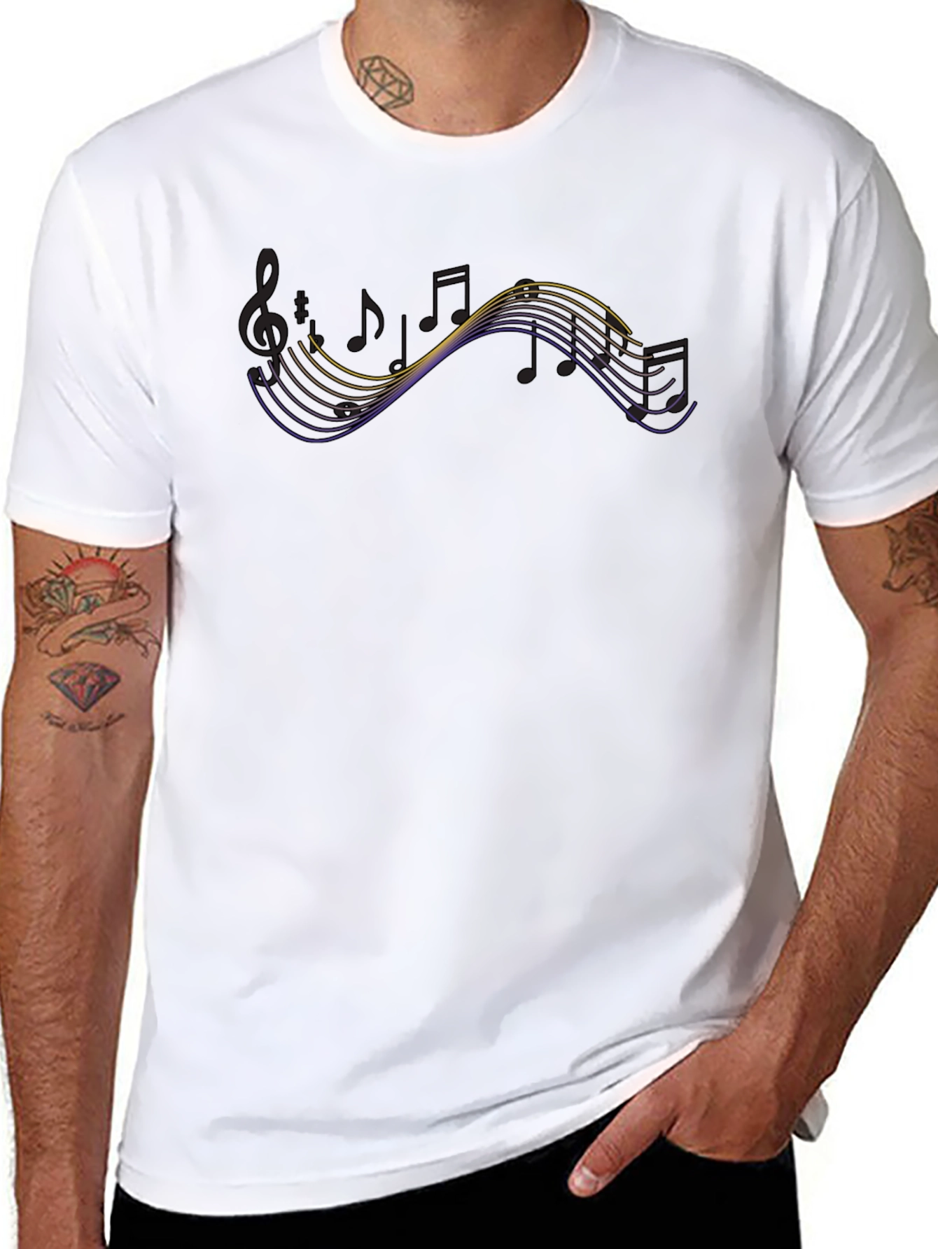 Musical Notes Graphic Tee - Black