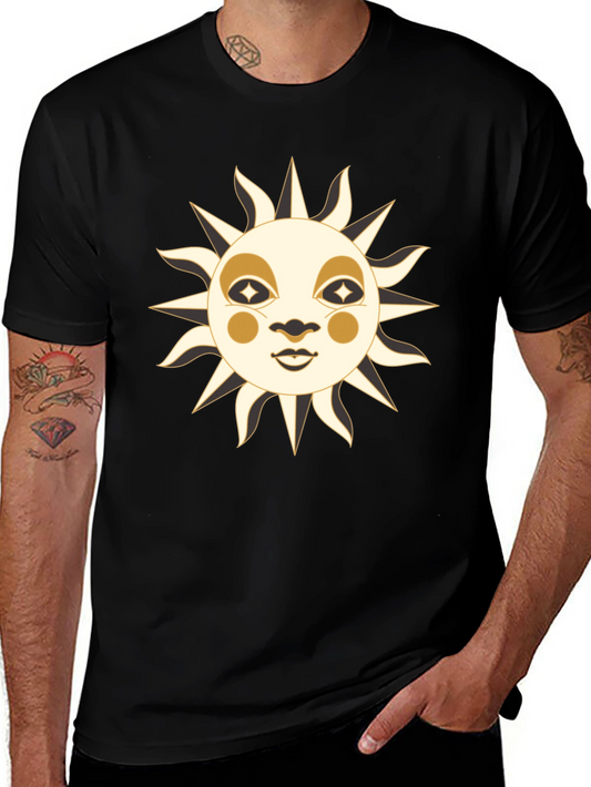Celestial Sun Face Graphic T-Shirt