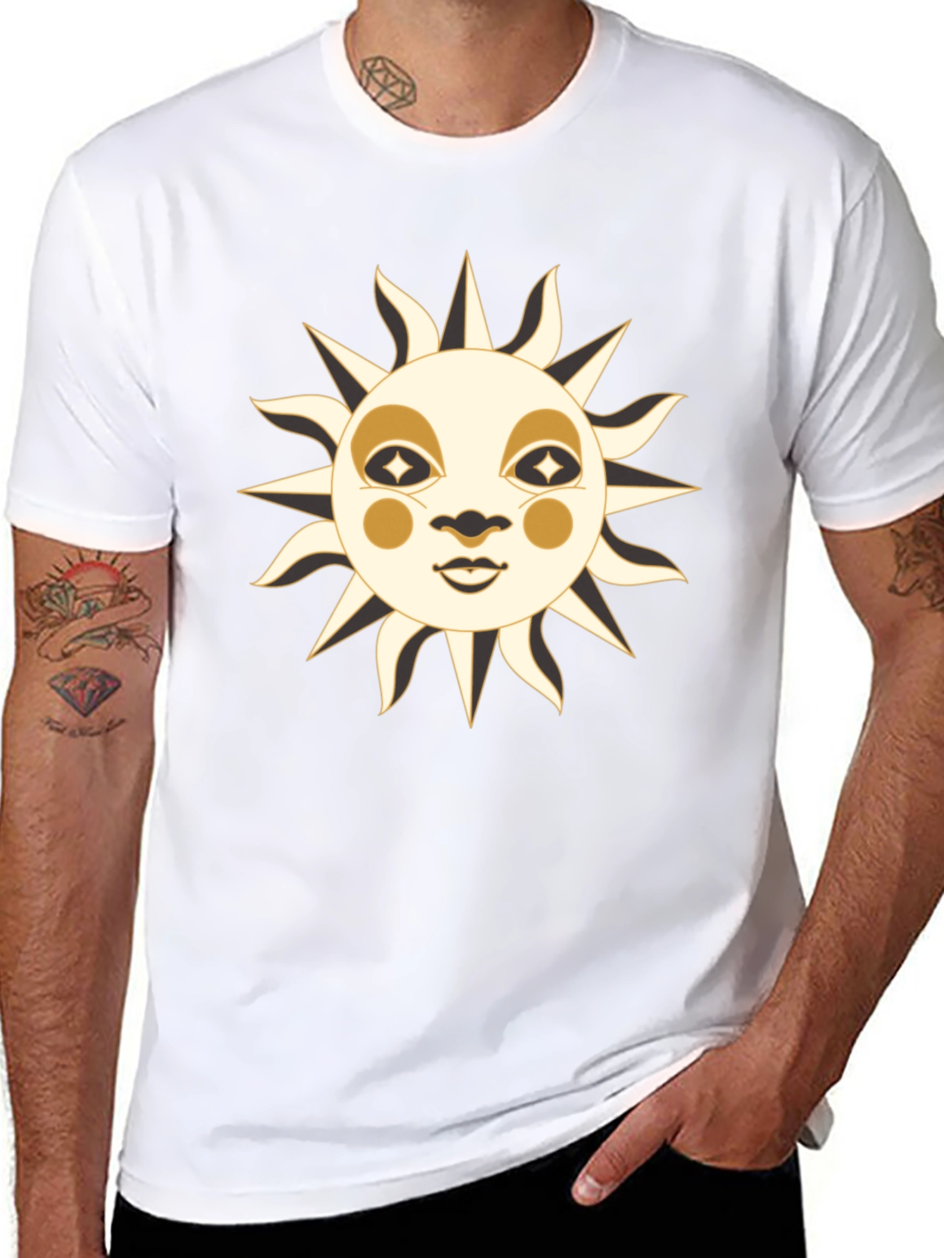 Celestial Sun Face Graphic T-Shirt