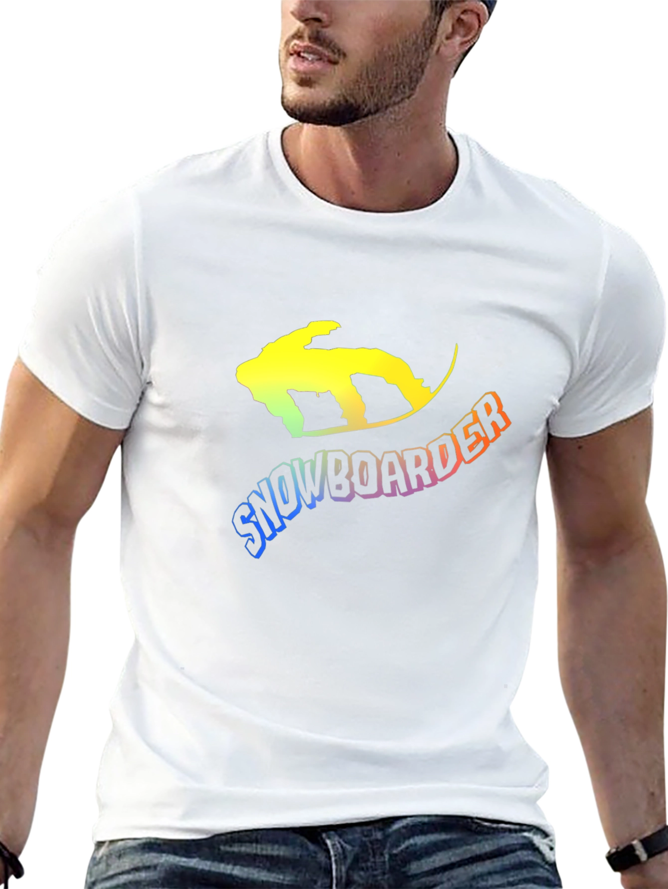 Snowboarder Graphic Tee - Black Cotton Blend T-Shirt