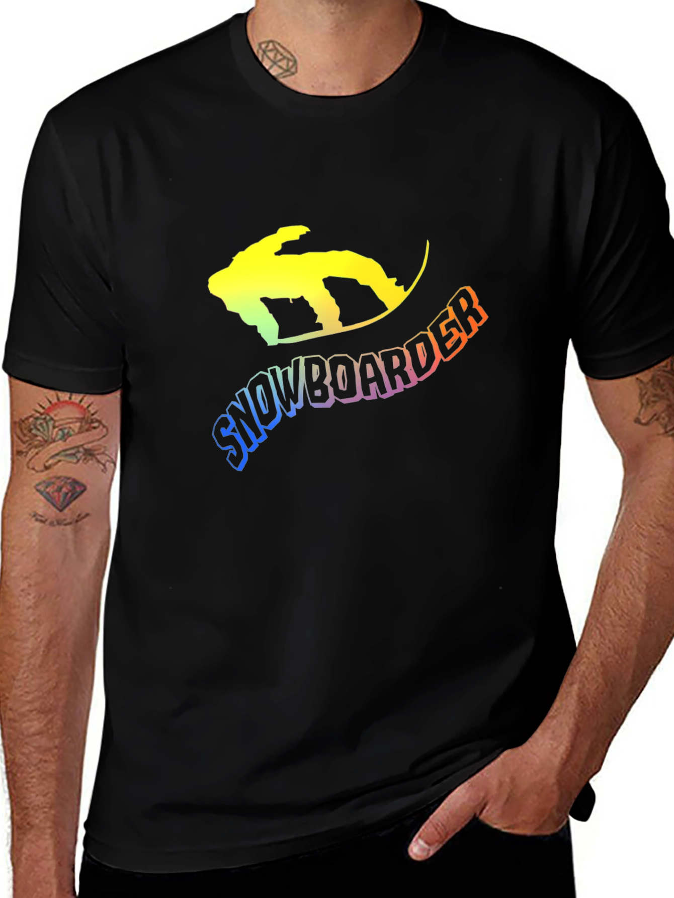 Snowboarder Graphic Tee - Black Cotton Blend T-Shirt