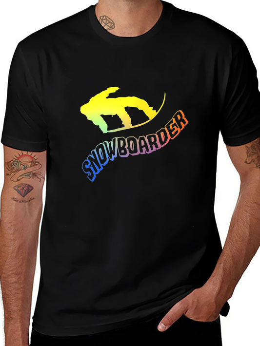 Snowboarder Graphic Tee - Black Cotton Blend T-Shirt
