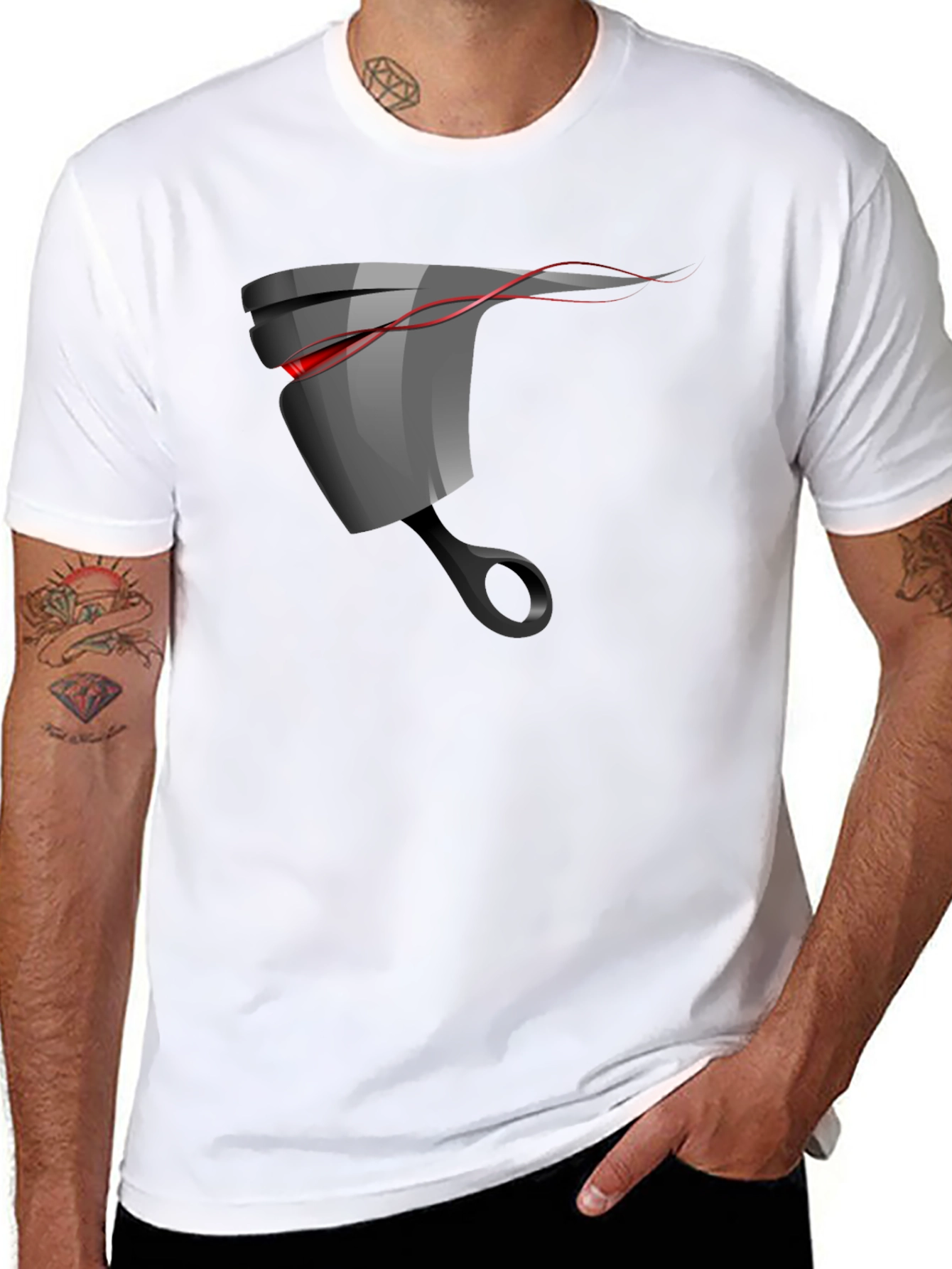 Mens Black Graphic T-Shirt - Piston Design