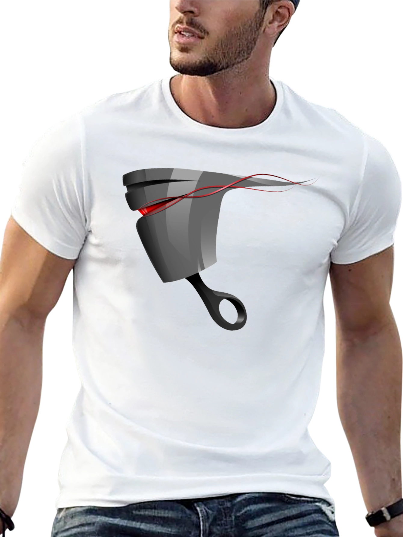 Mens Black Graphic T-Shirt - Piston Design