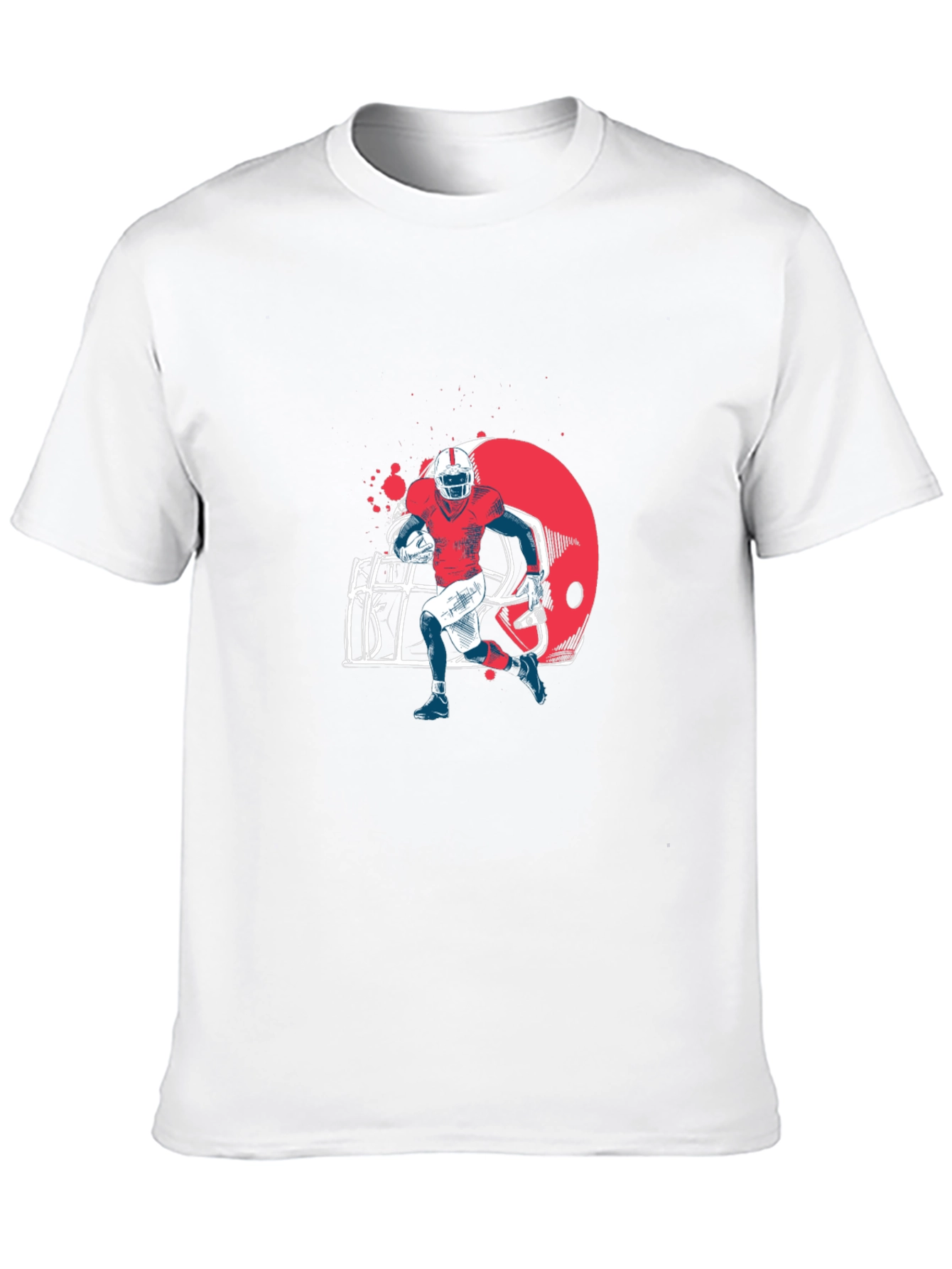 Football Player Graphic Tee - Black Cotton T-Shirt