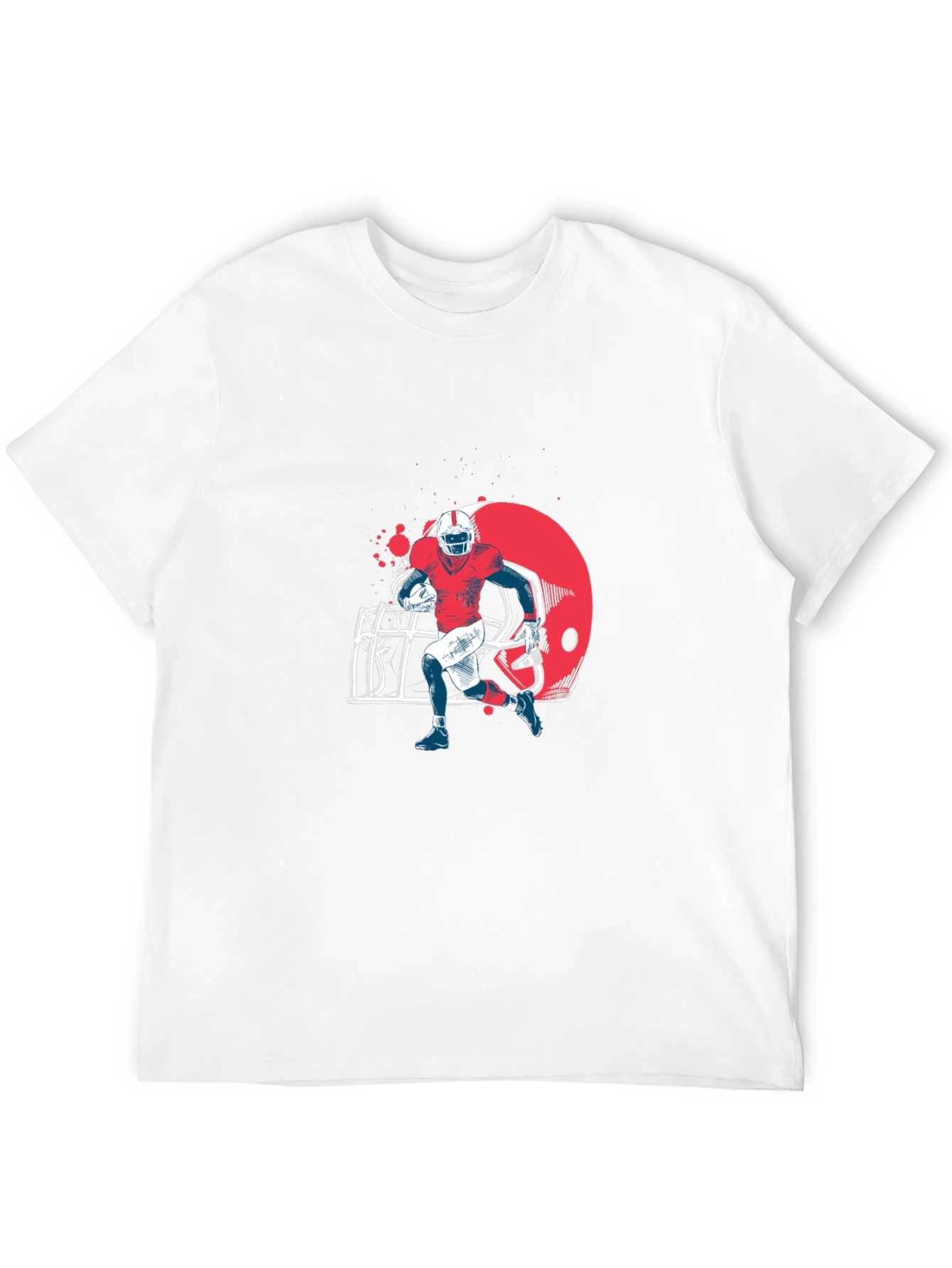 Football Player Graphic Tee - Black Cotton T-Shirt