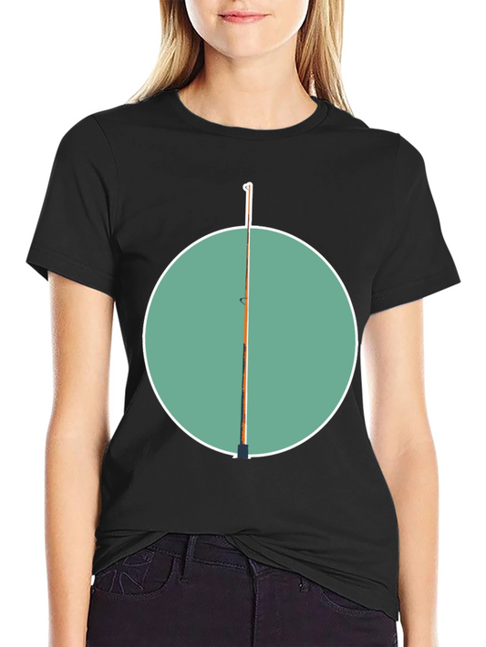 Fishing Pole Graphic Tee - Black Cotton Casual Shirt