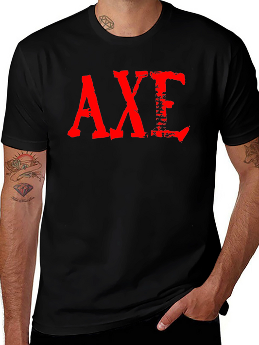 Grunge Red AXE Graphic Black T-Shirt