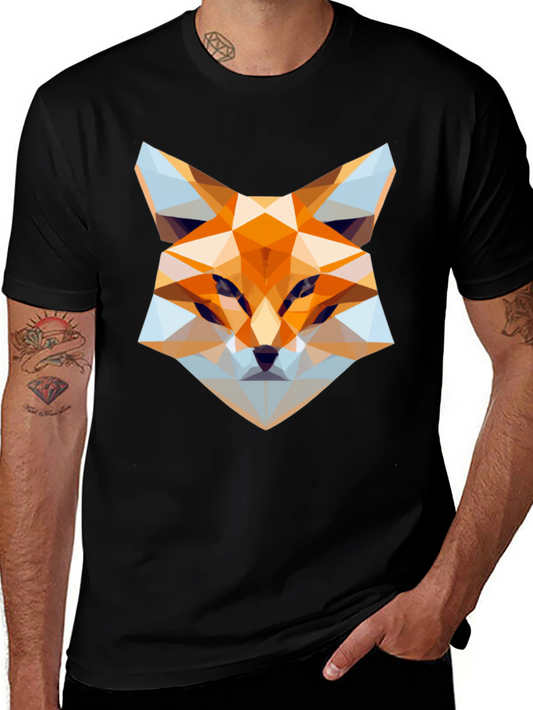 Geometric Fox Graphic Tee - Stylish Black T-Shirt
