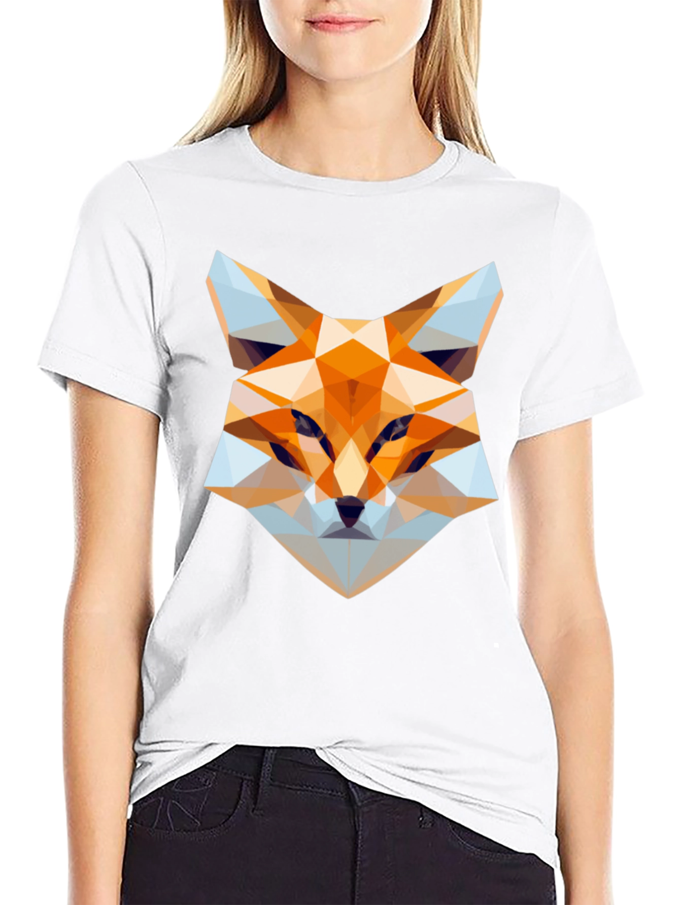 Geometric Fox Graphic Tee - Stylish Black T-Shirt