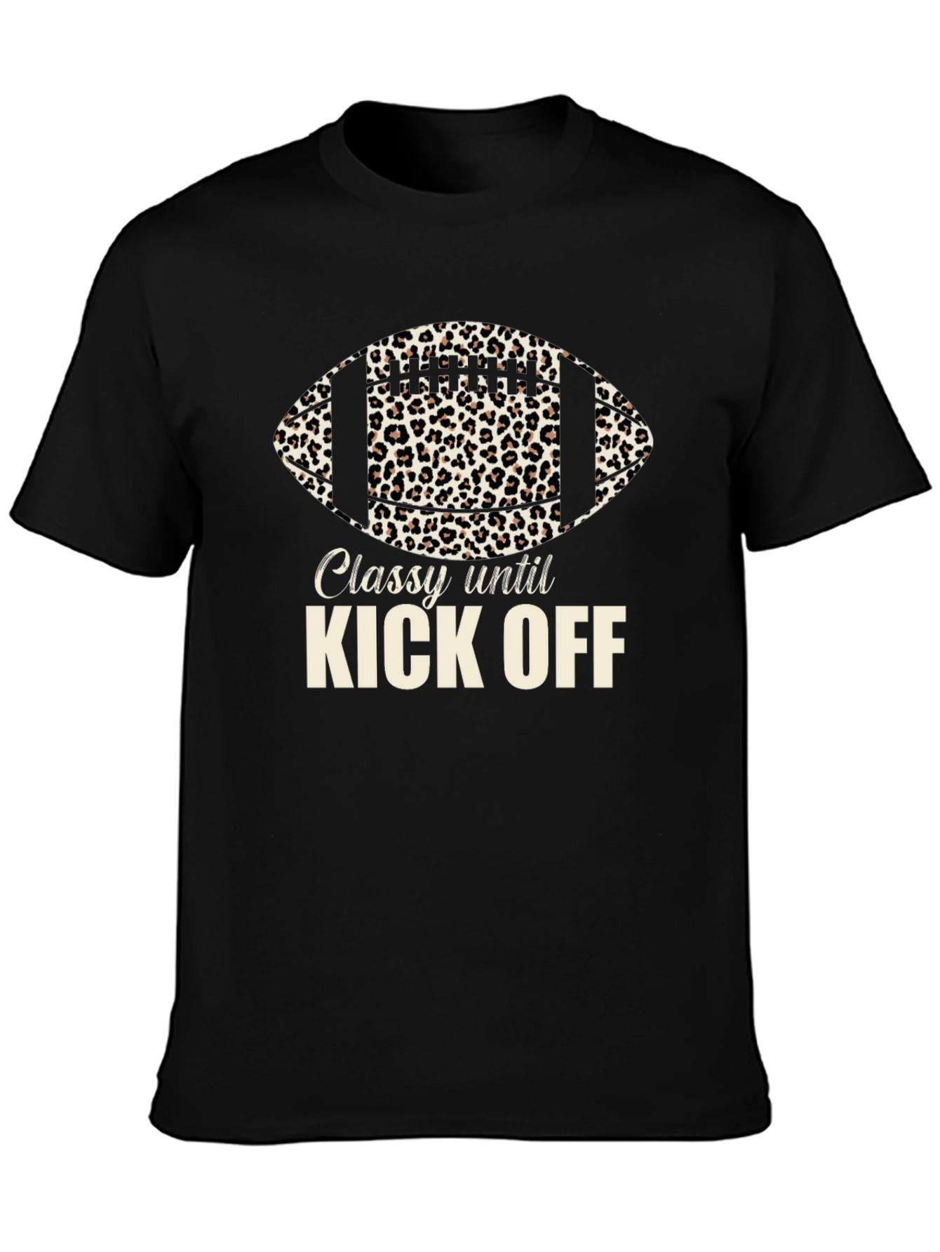 Classy Until Kick Off Football Leopard Print T-Shirt