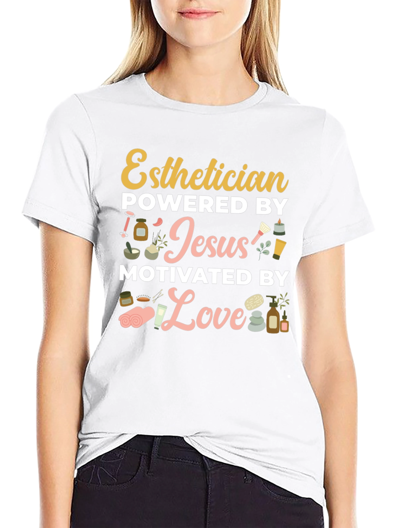 Esthetician Powered by Jesus T-Shirt