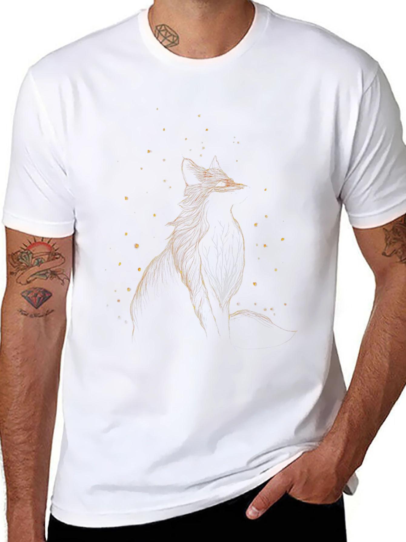 Fox Silhouette Graphic Print Black T-Shirt