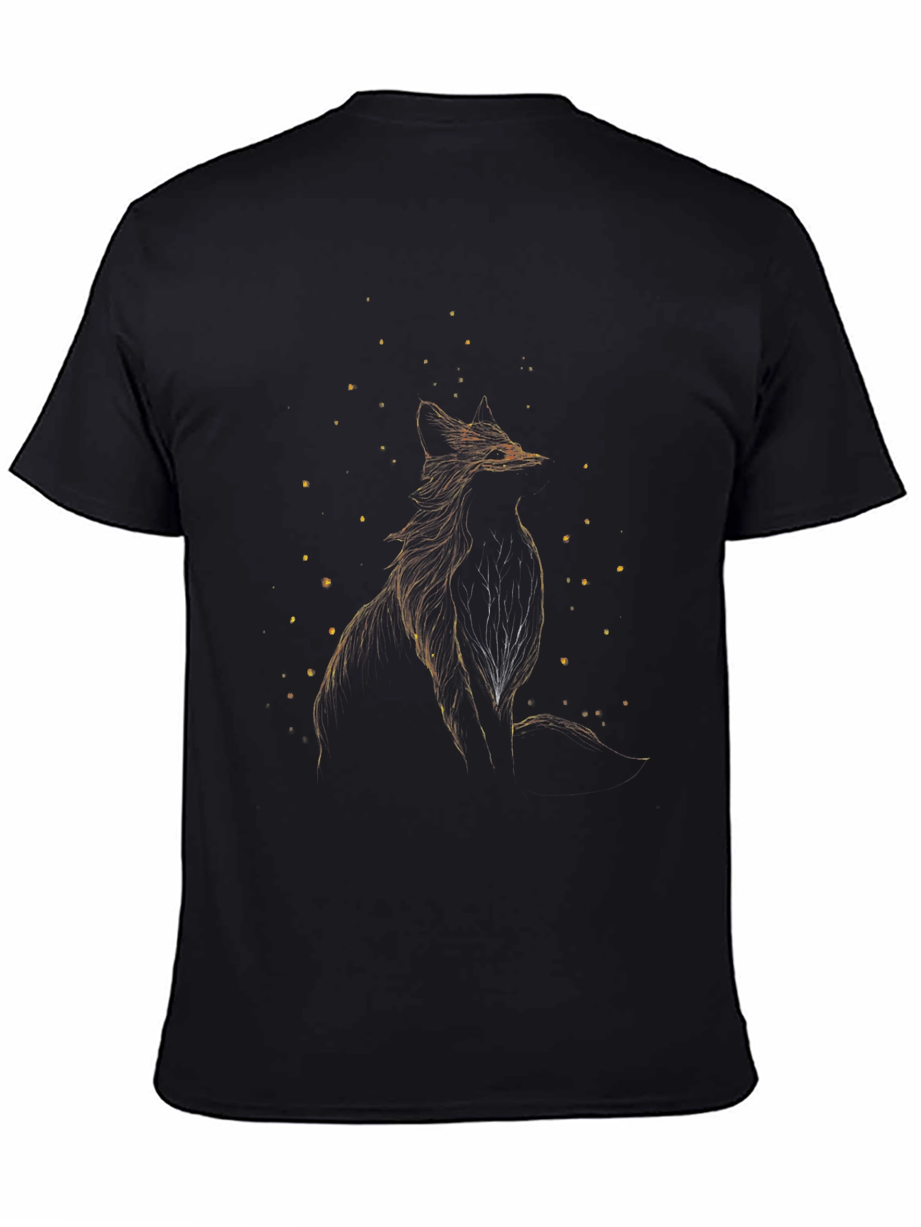 Fox Silhouette Graphic Print Black T-Shirt