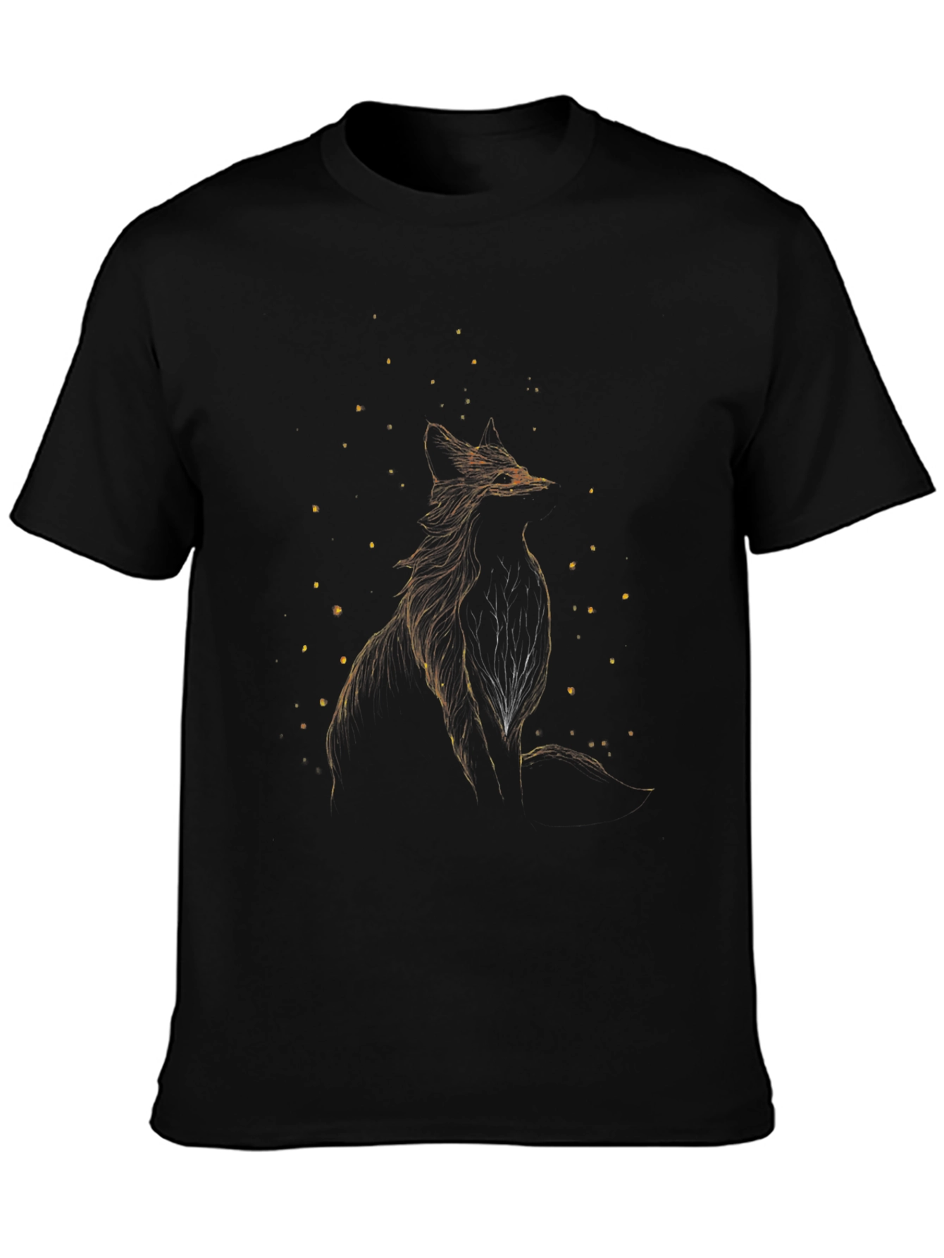 Fox Silhouette Graphic Print Black T-Shirt