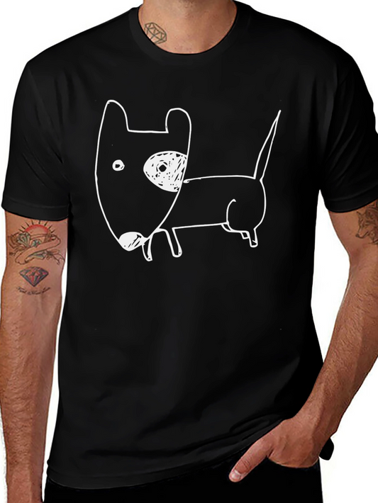 Dog Sketch Graphic Tee - Casual Cotton Shirt