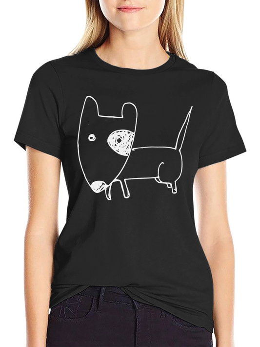 Dog Sketch Graphic Tee - Casual Cotton Shirt