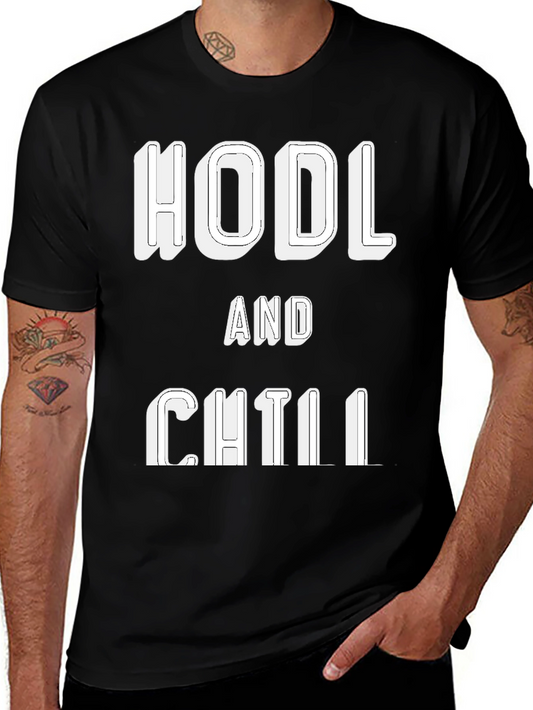 HODL and Chill Black T-Shirt - Crypto Investor Tee