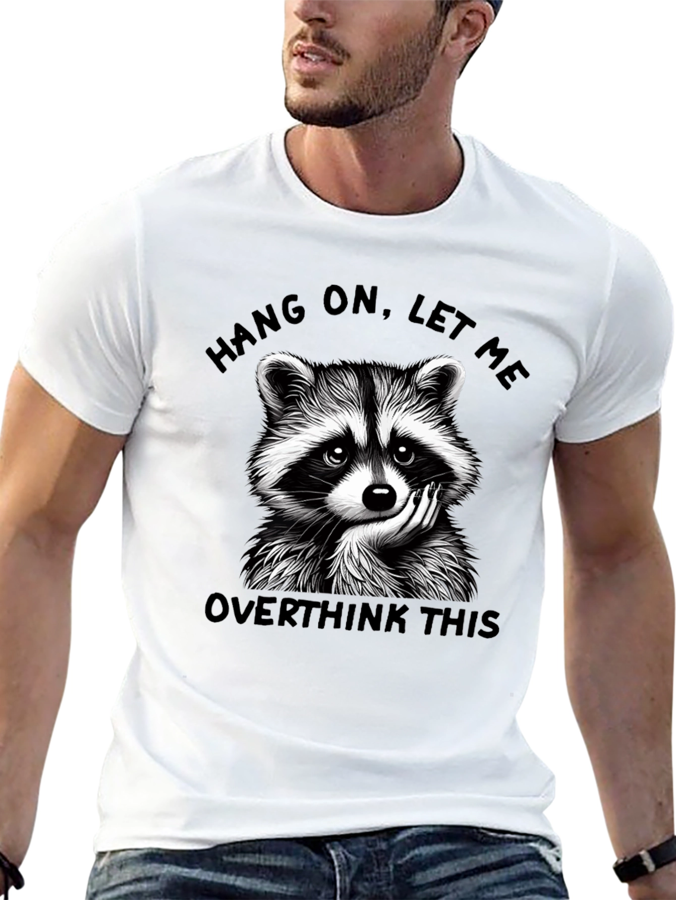 Hang On Let Me Overthink This Raccoon Graphic Tee