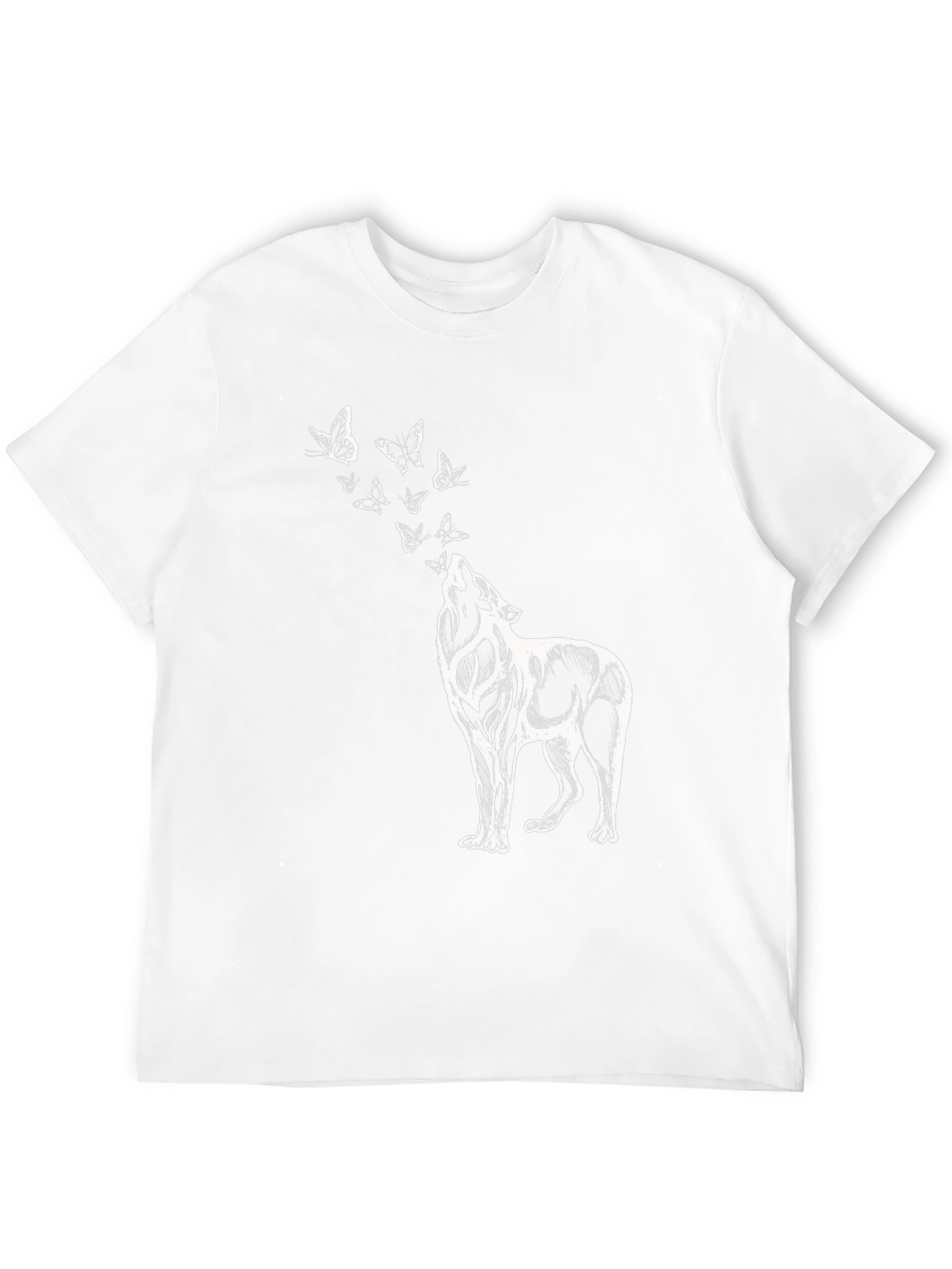 Wolf & Butterfly Graphic T-Shirt - Black