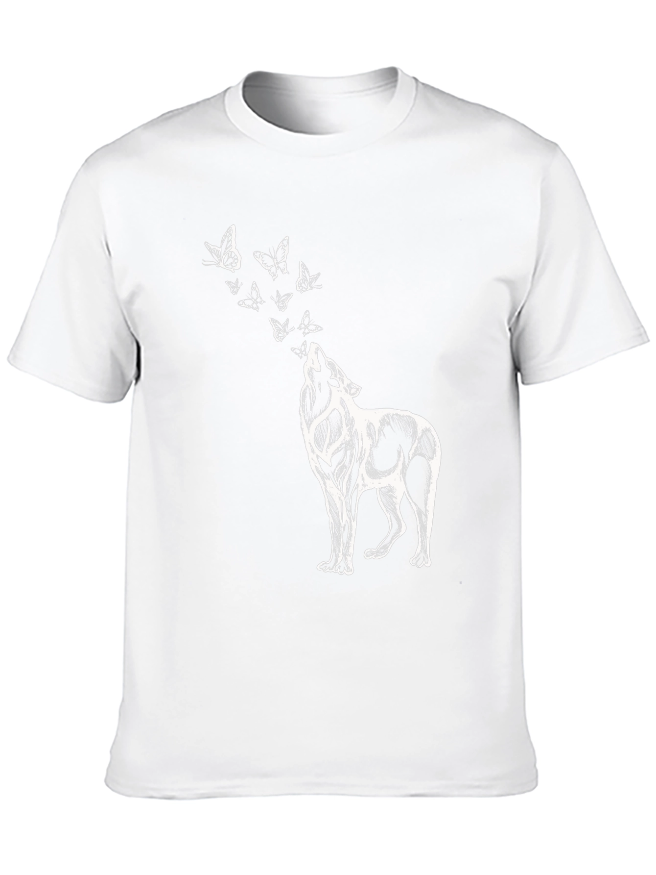 Wolf & Butterfly Graphic T-Shirt - Black