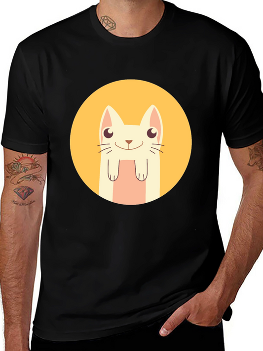 Cute Cartoon Cat T-Shirt - Black Graphic Tee