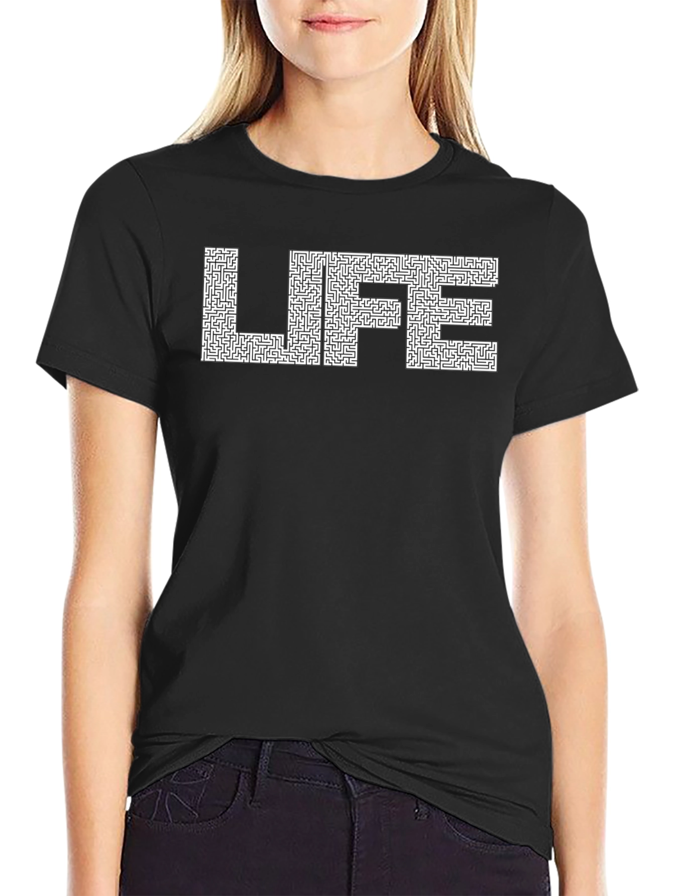 Life Maze T-Shirt - Black Casual Tee