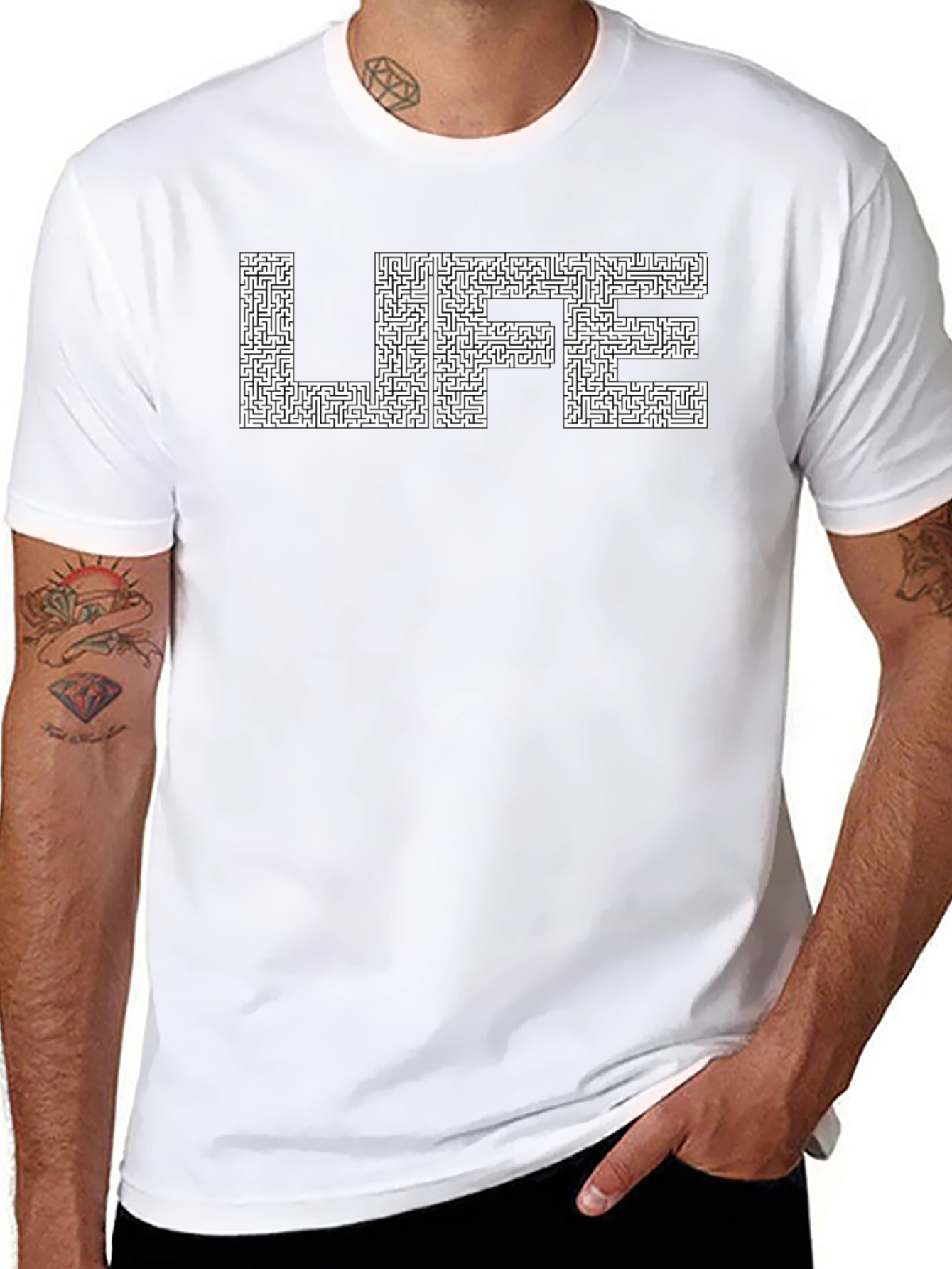 Life Maze T-Shirt - Black Casual Tee