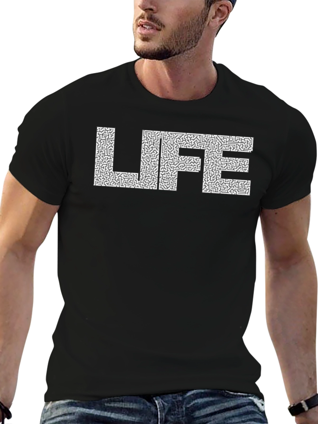 Life Maze T-Shirt - Black Casual Tee