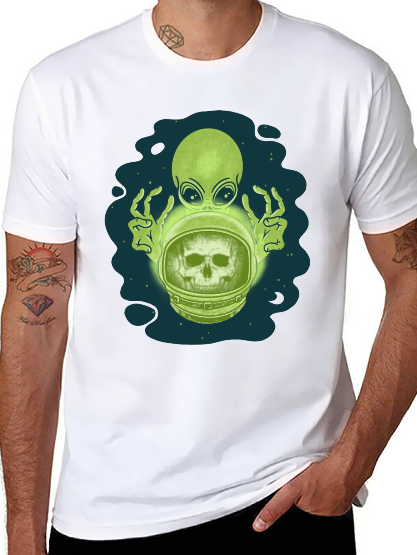 Alien Astronaut Skull Graphic Tee