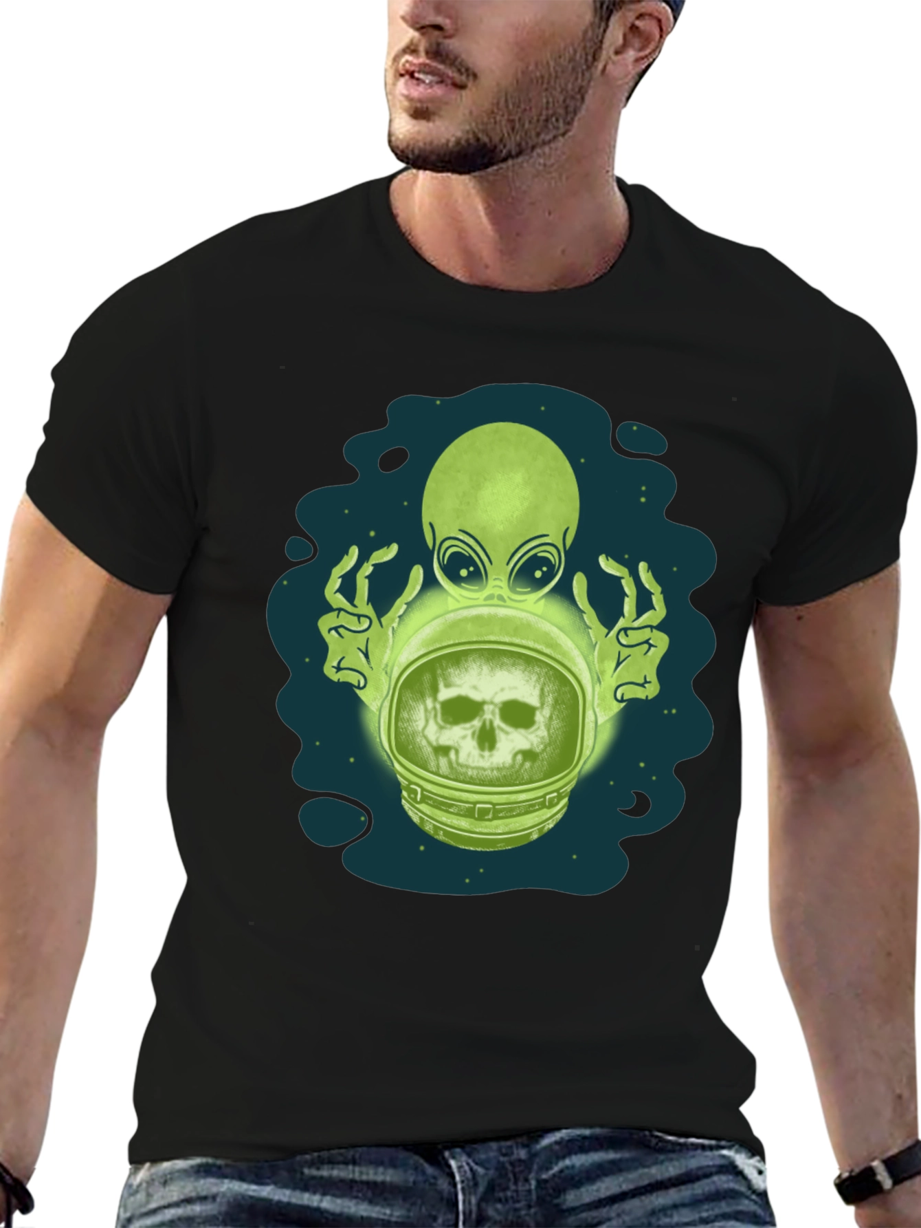 Alien Astronaut Skull Graphic Tee