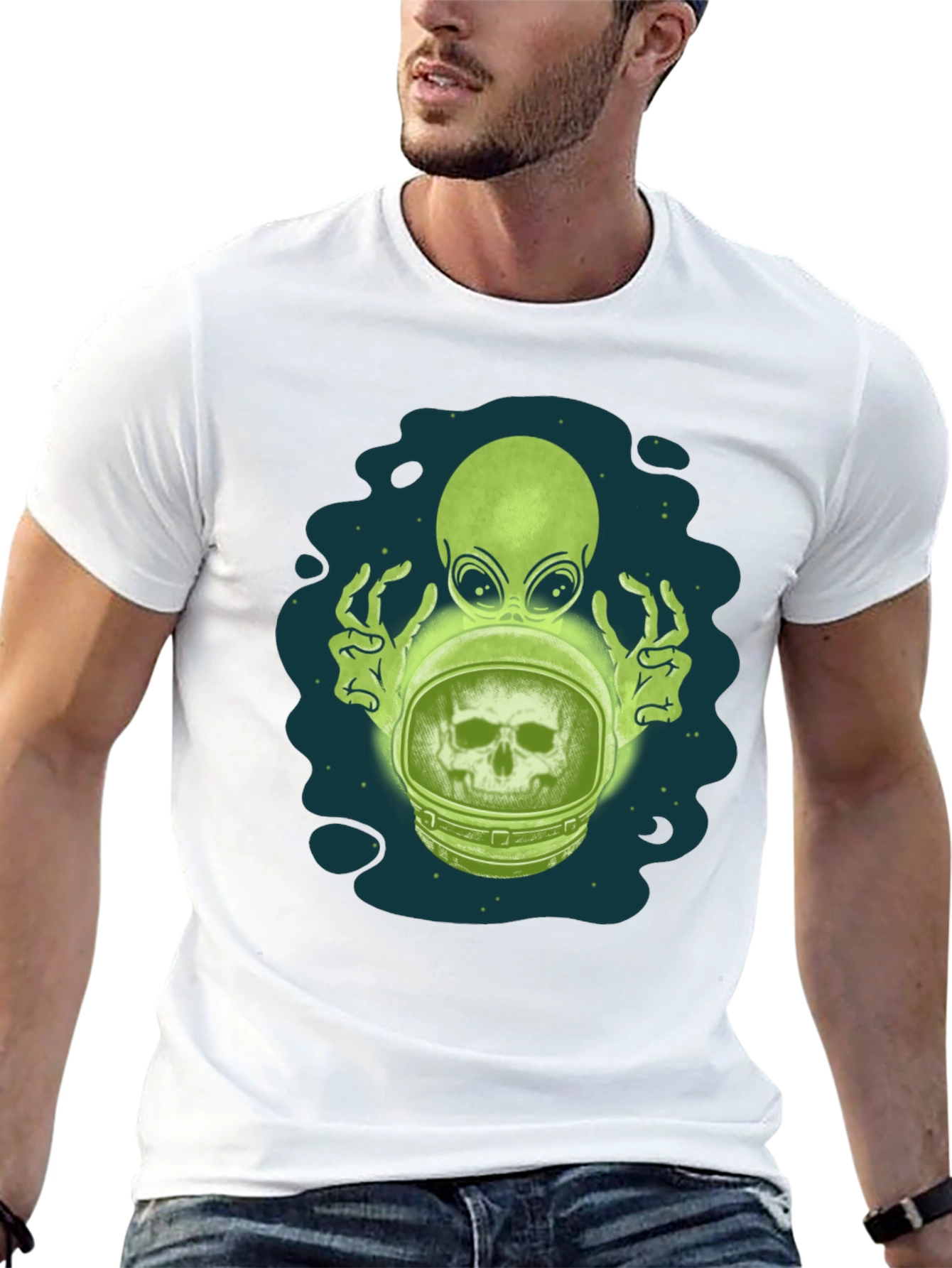 Alien Astronaut Skull Graphic Tee