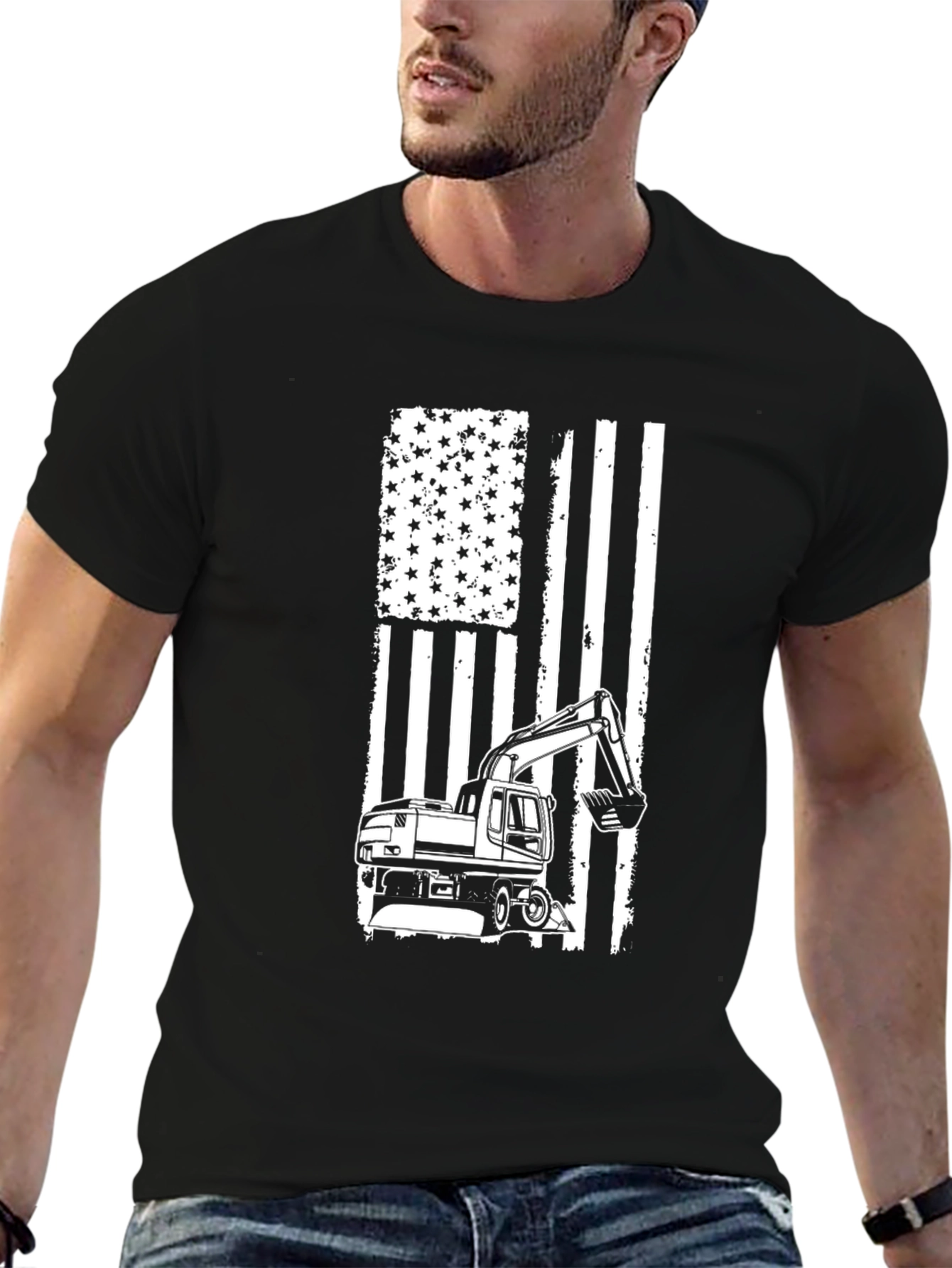 American Flag Excavator T-Shirt