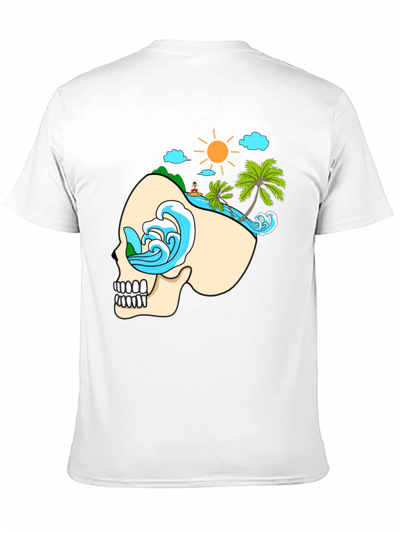 Skull Beach Graphic T-Shirt - Black