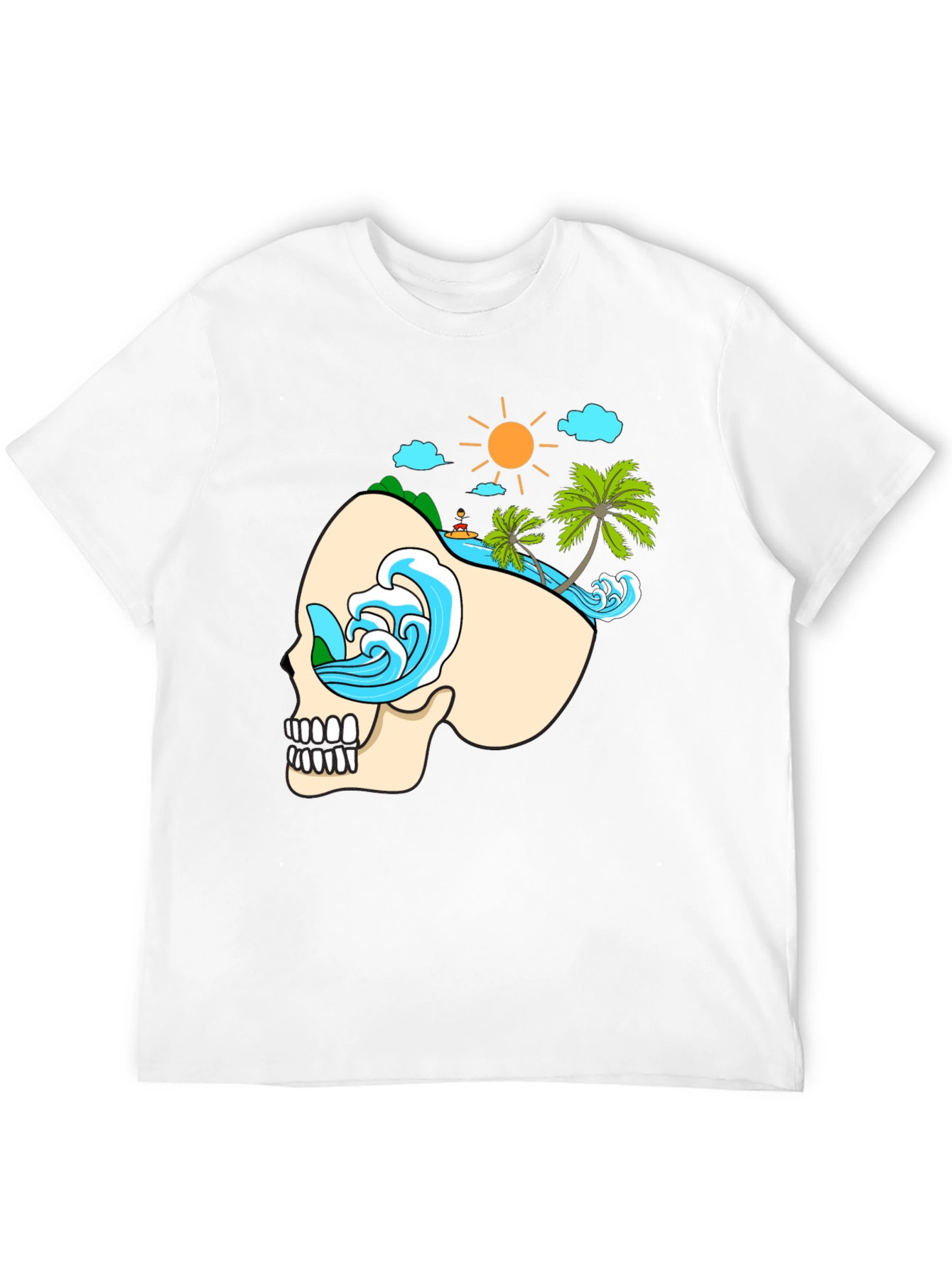 Skull Beach Graphic T-Shirt - Black